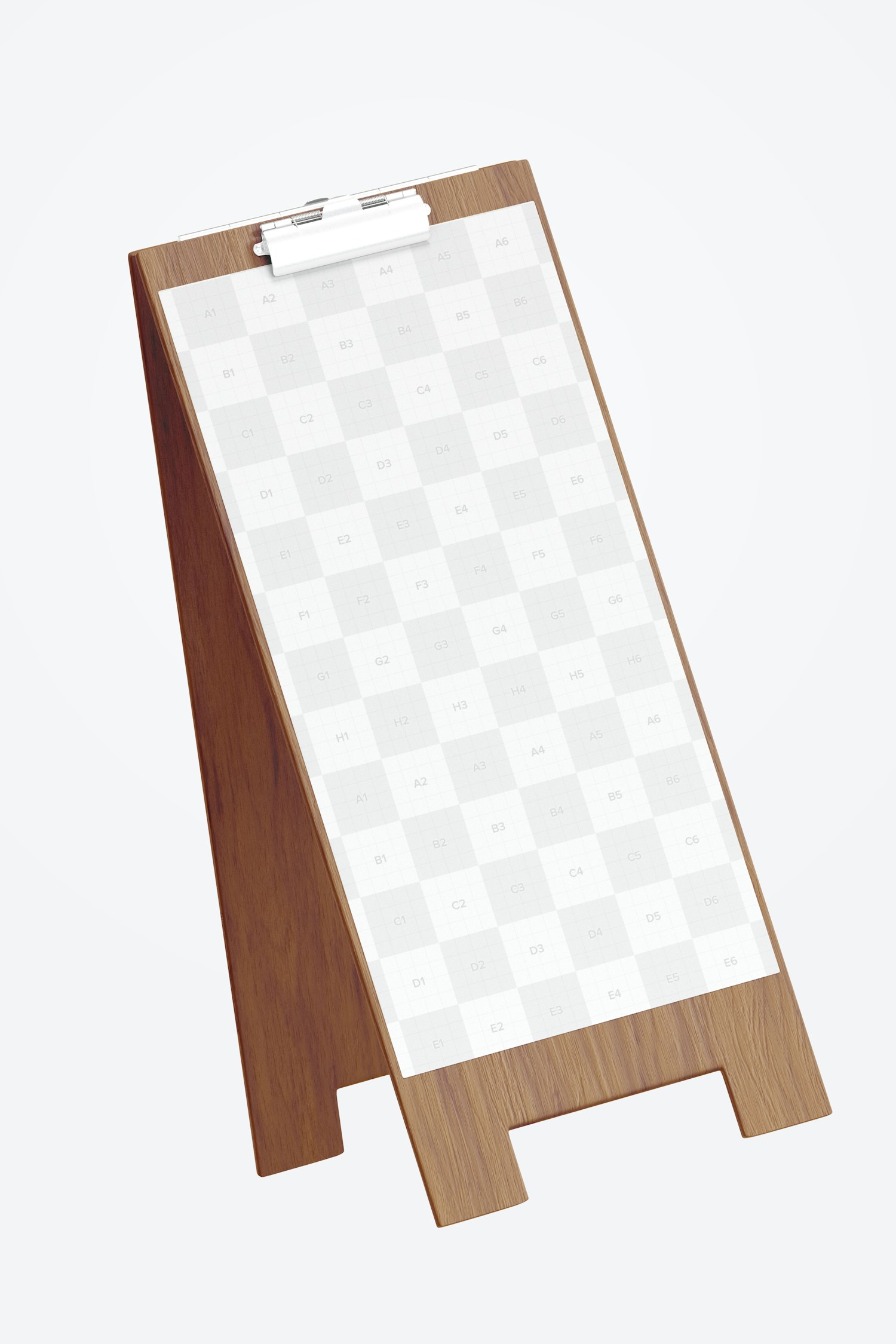 Wood Table Tent with Clip Mockup, Floating