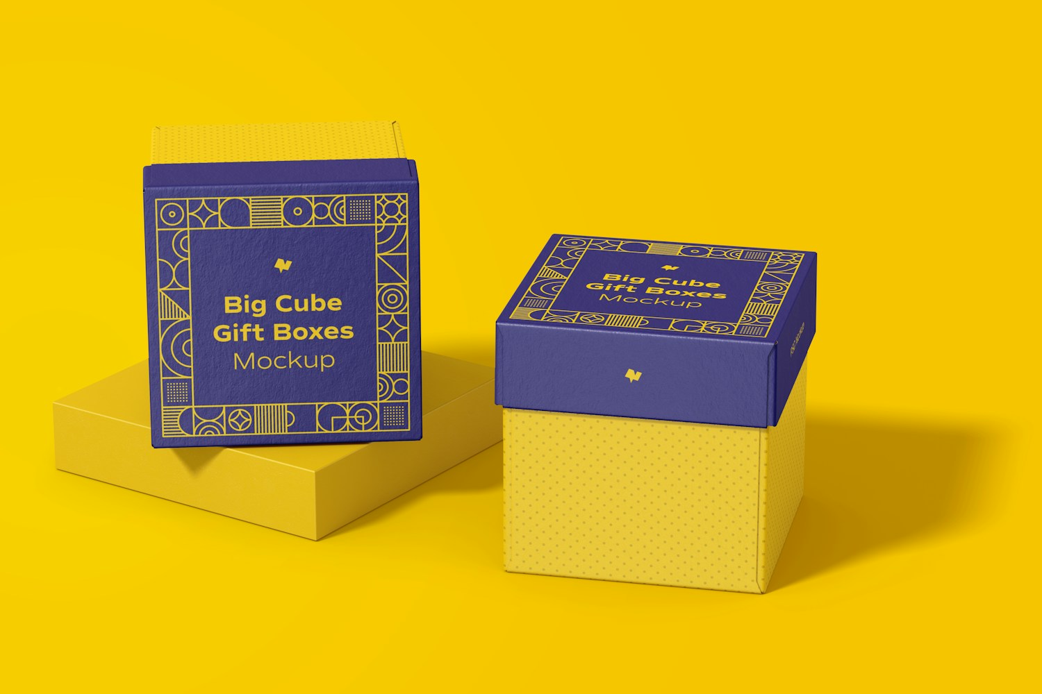 Big Cube Gift Boxes Mockup, Perspective Big Cube Gift Boxes Mockup, Perspective