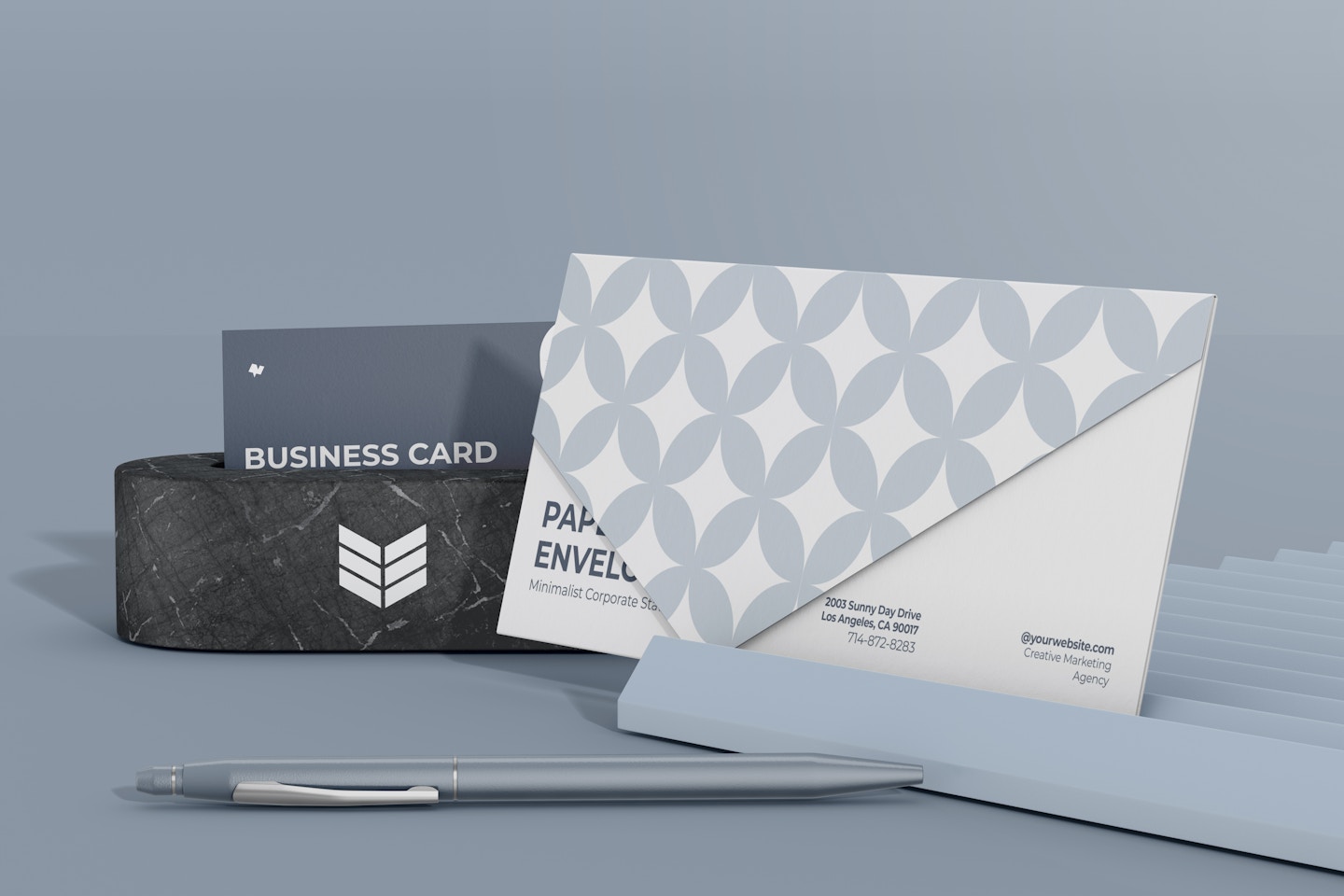 Corporate Paper Envelope with Card Holder Mockup