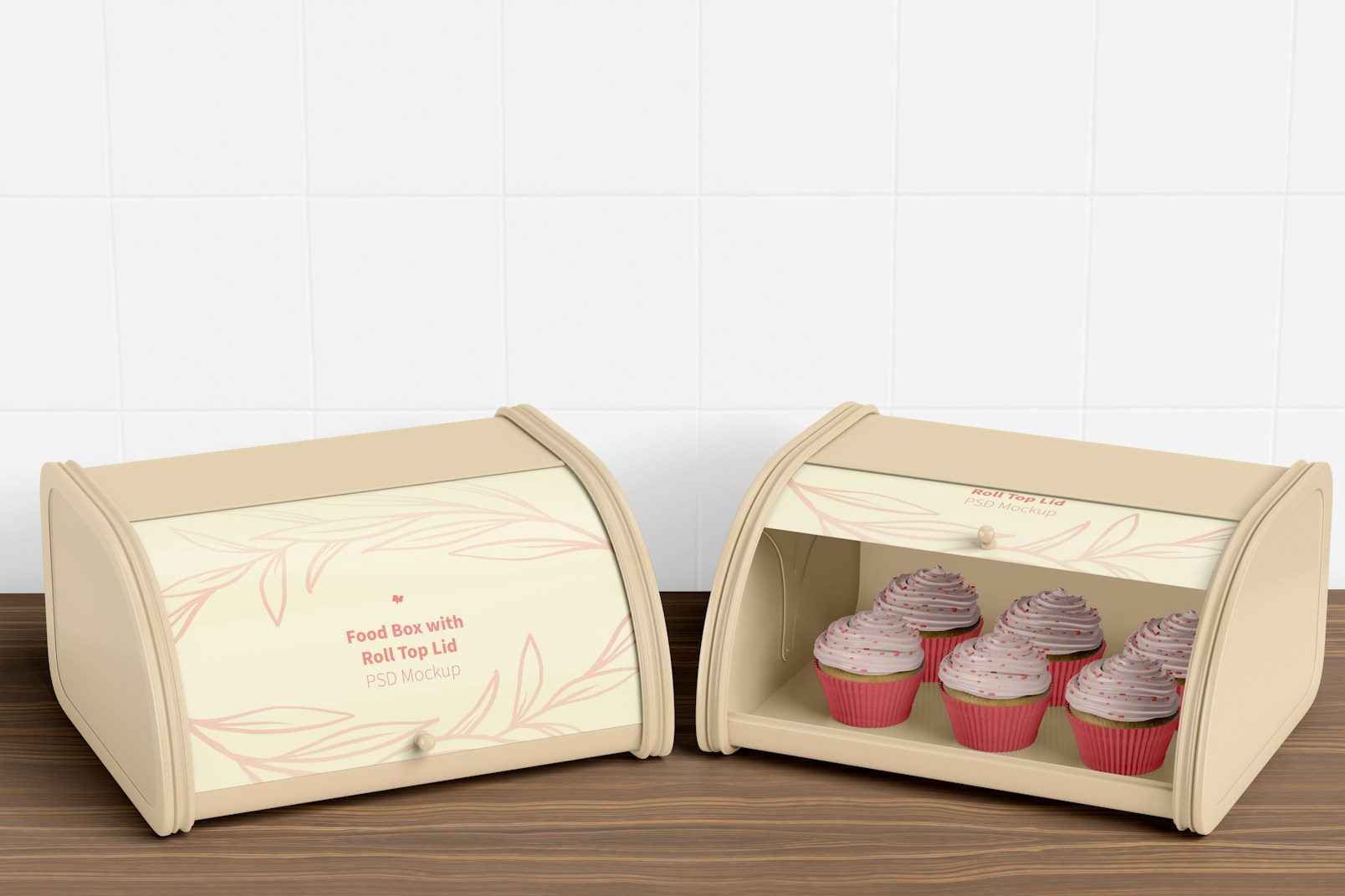 Food Boxes with Roll Top Lid Mockup