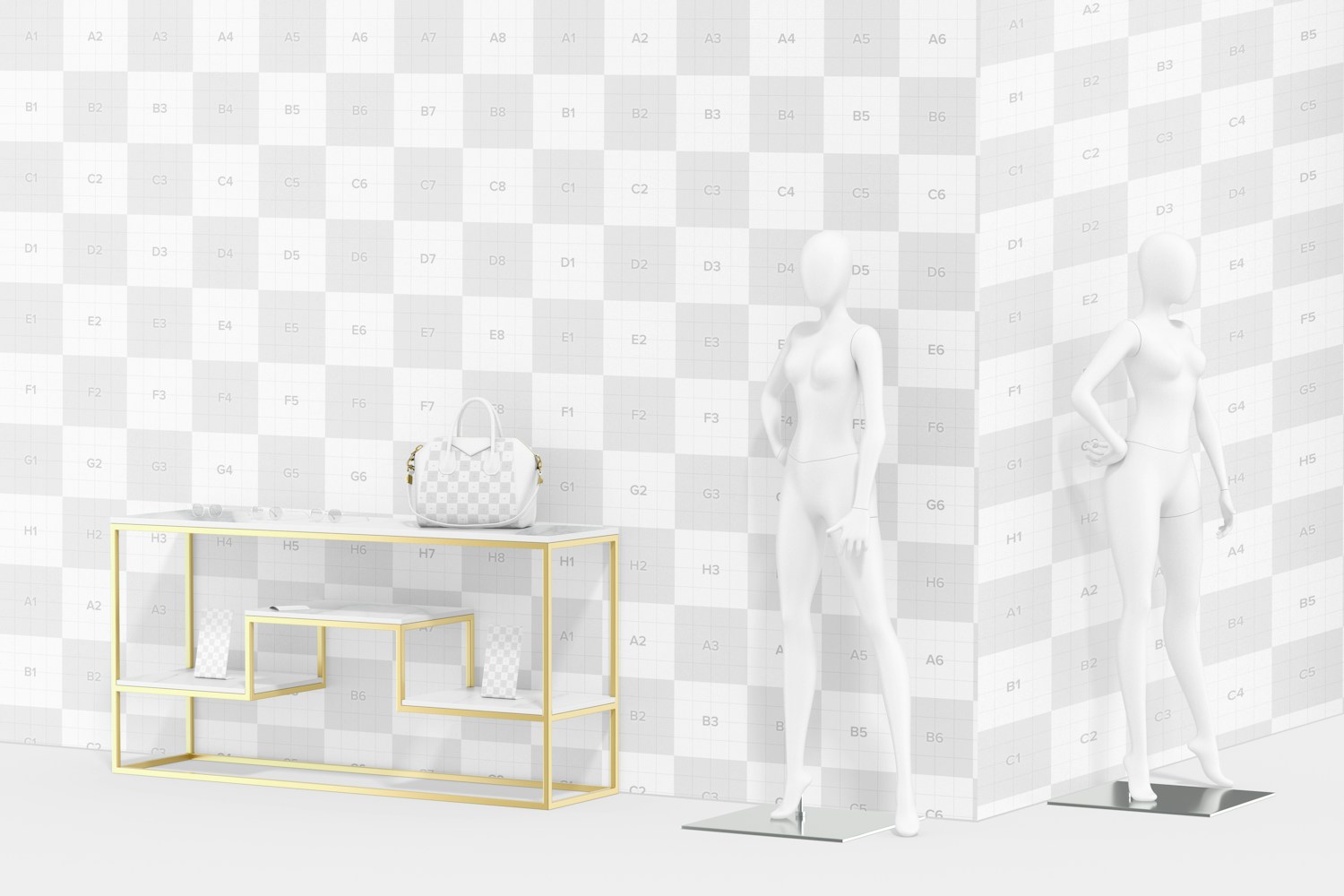 Wall with Clothing Stand Mockup