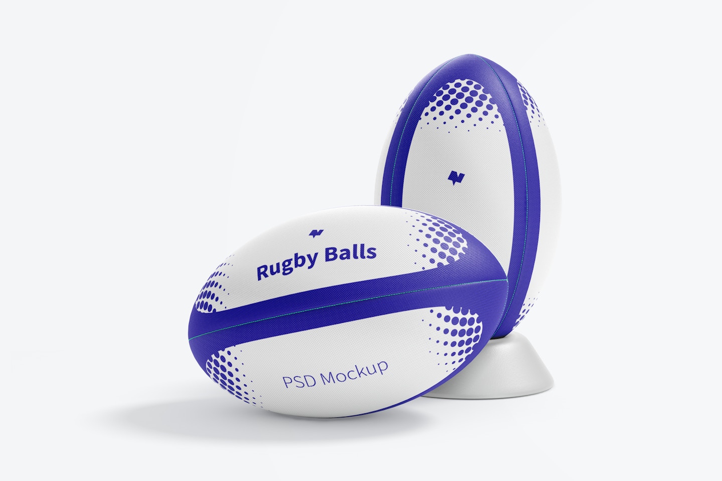 Rugby Balls Mockup, Front and Behind