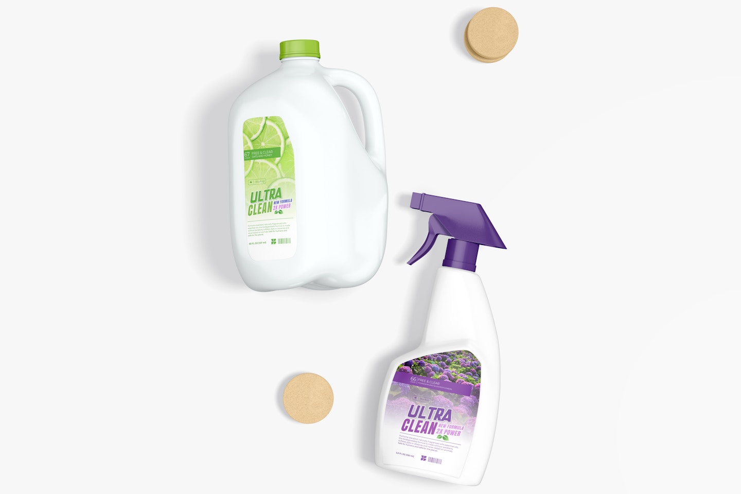 Cleaning Products Scene Mockup, Top View