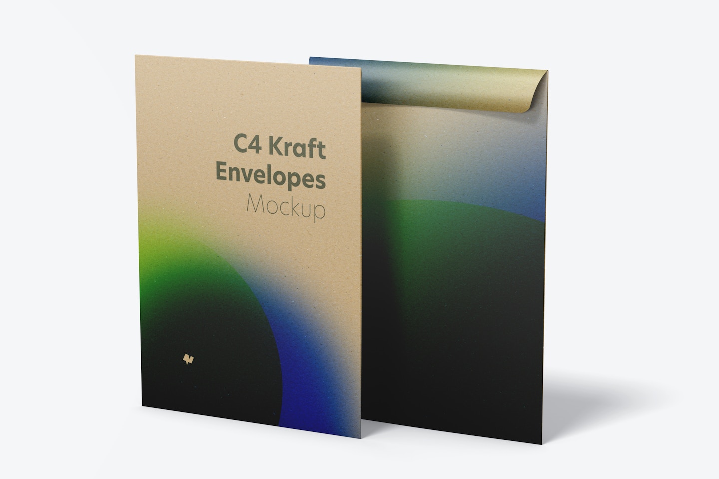 C4 Kraft Envelopes Mockup, Front and Back View