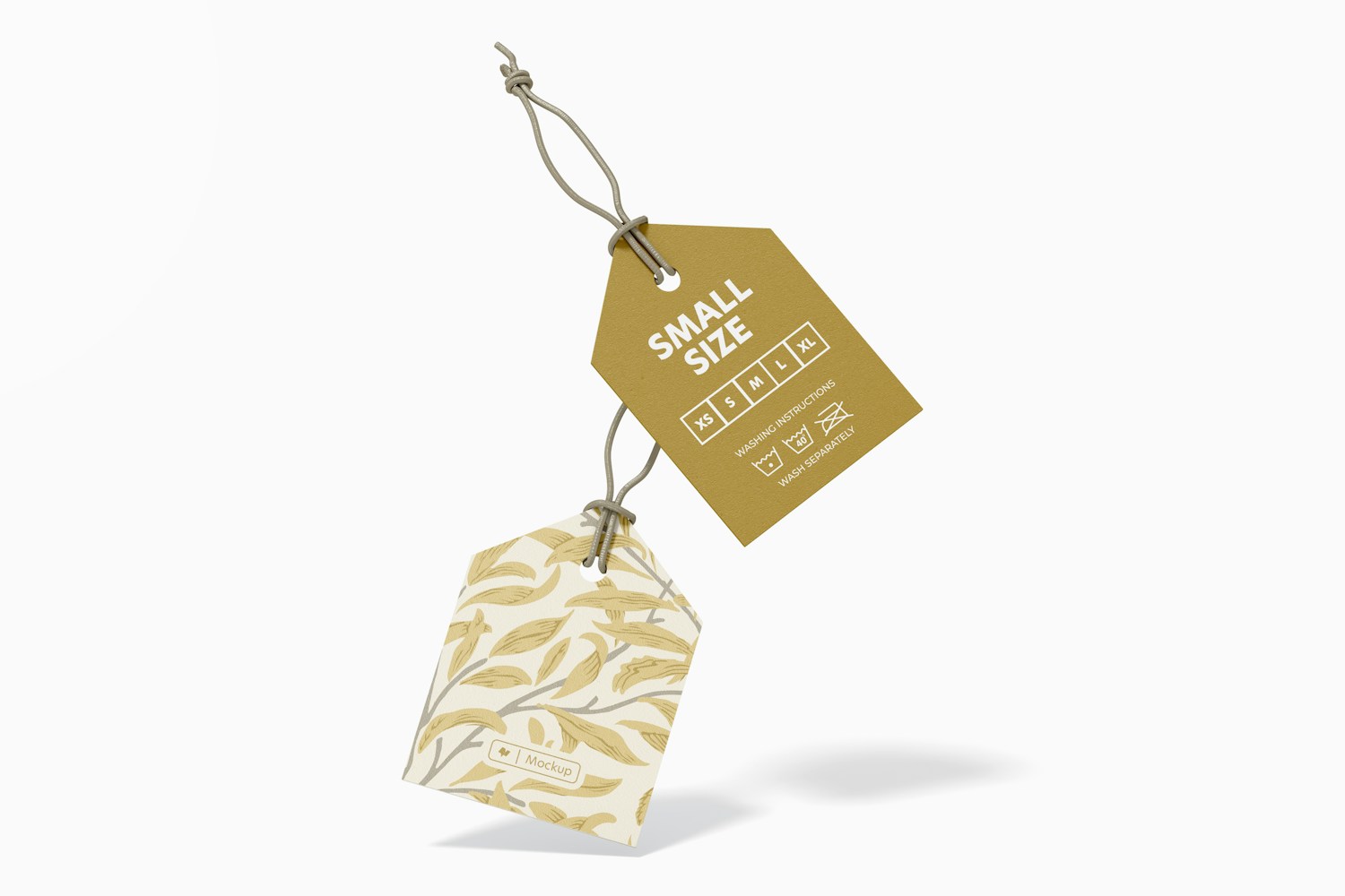 Triangle Shaped Clothing Tags Mockup, Front View