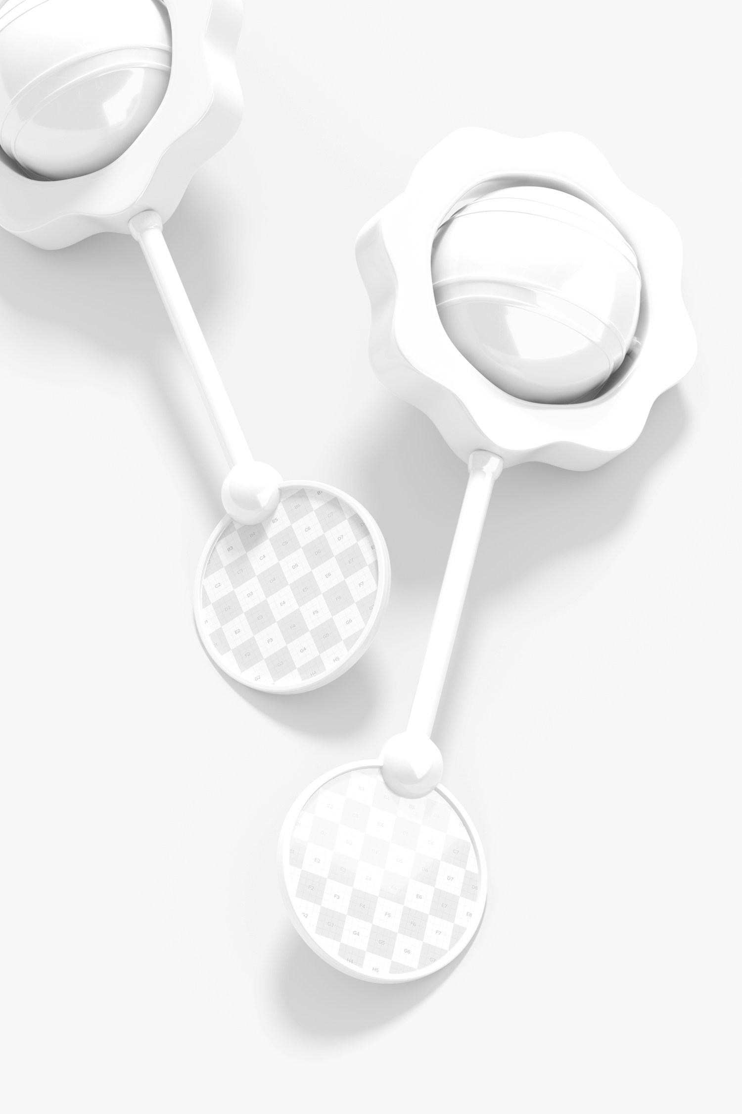 Baby Toy Rattle Bell Mockup, Top View Baby Toy Rattle Bell Mockup, Top View