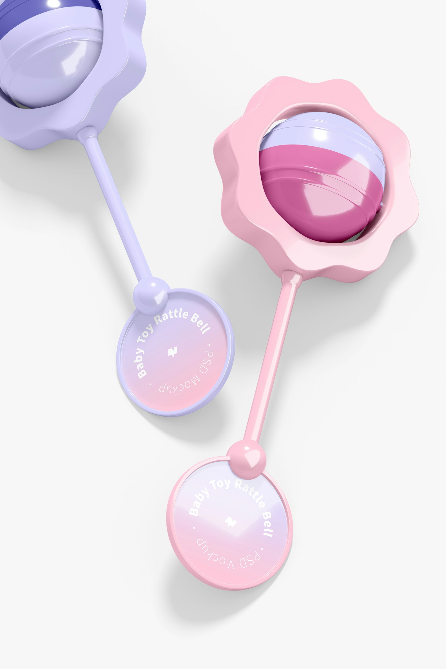 Baby Toy Rattle Bell Mockup, Top View