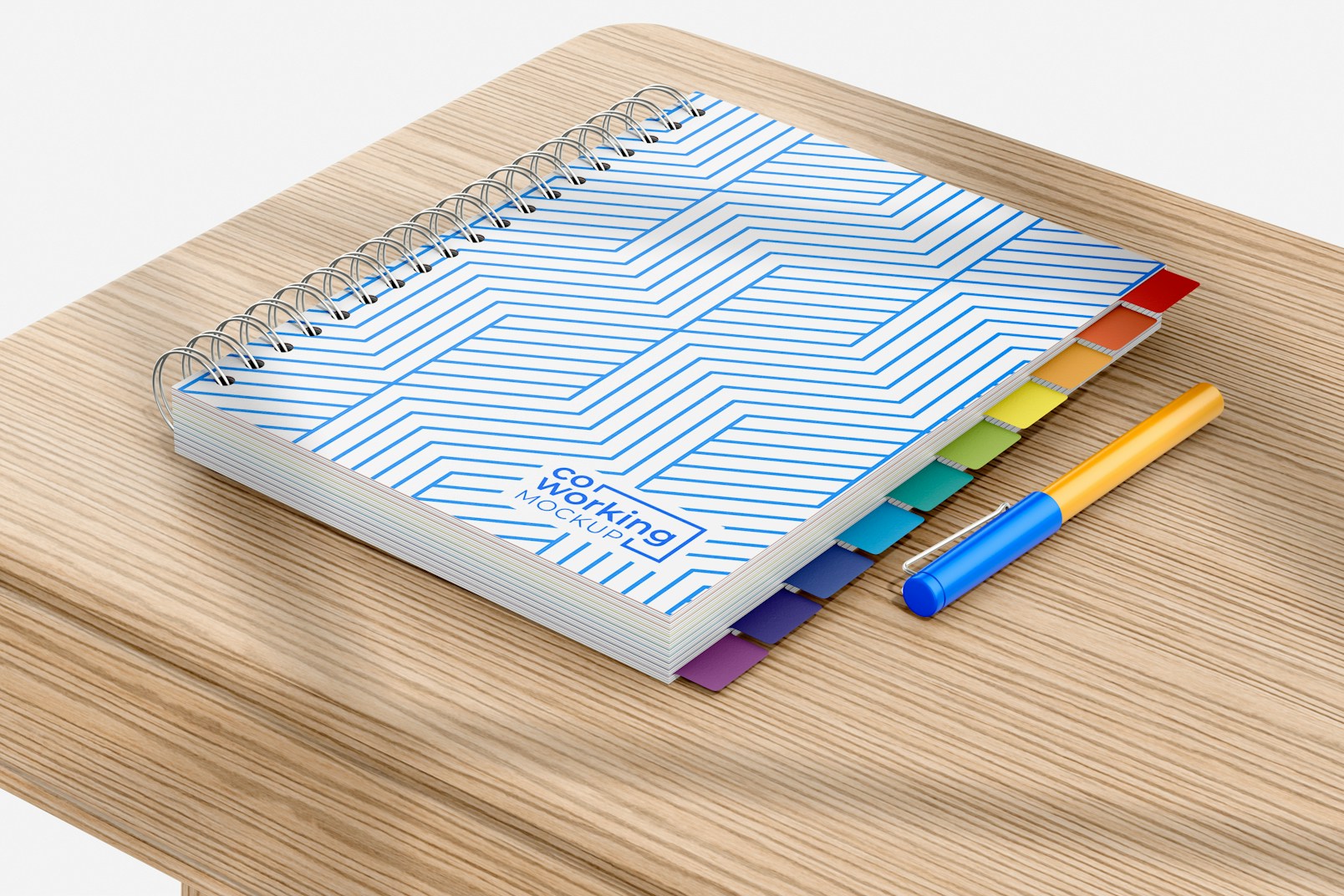 Notebook with Dividers Mockup, on Desk