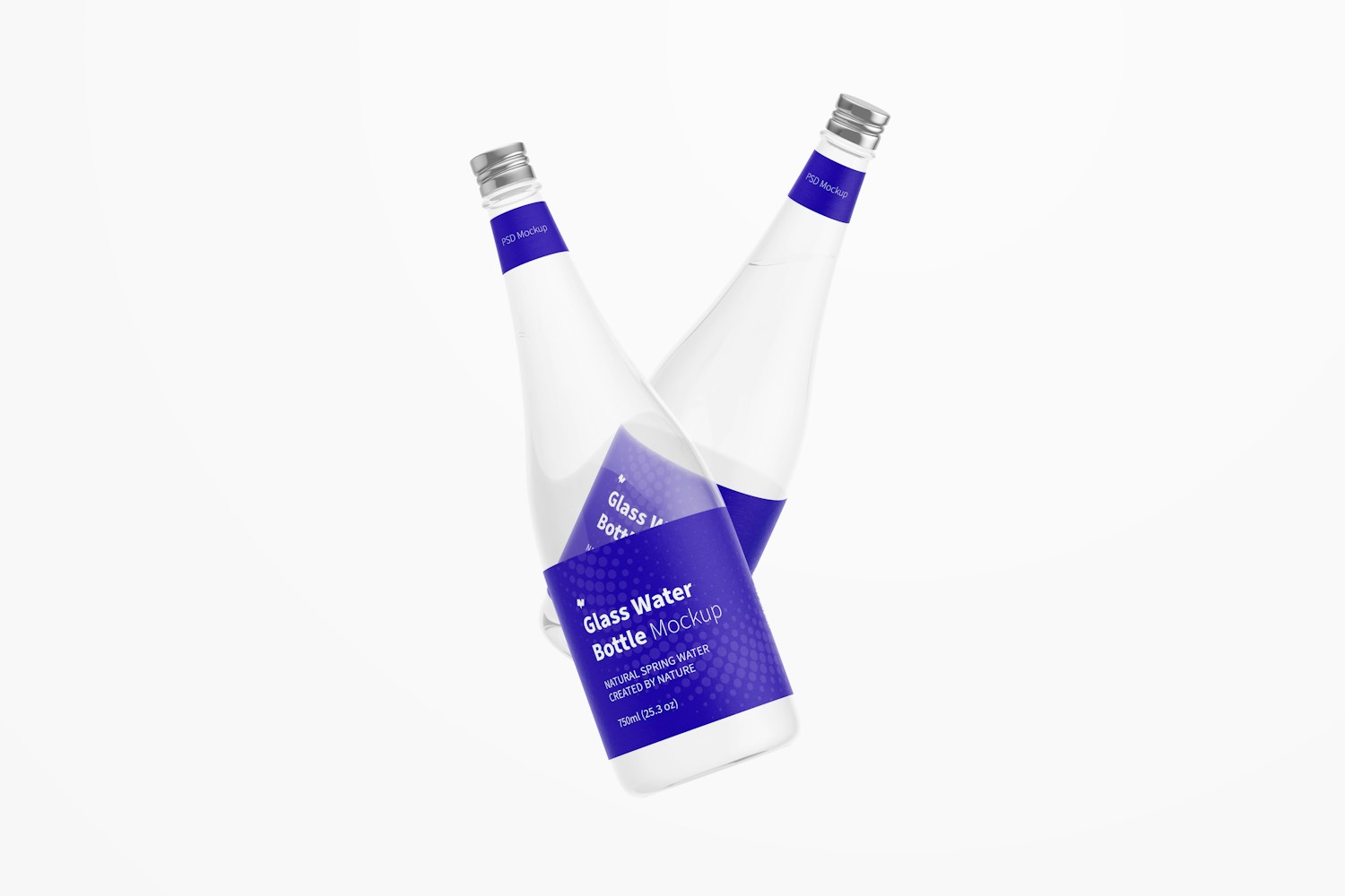 Glass Water Bottle Mockup, Floating Glass Water Bottle Mockup, Floating