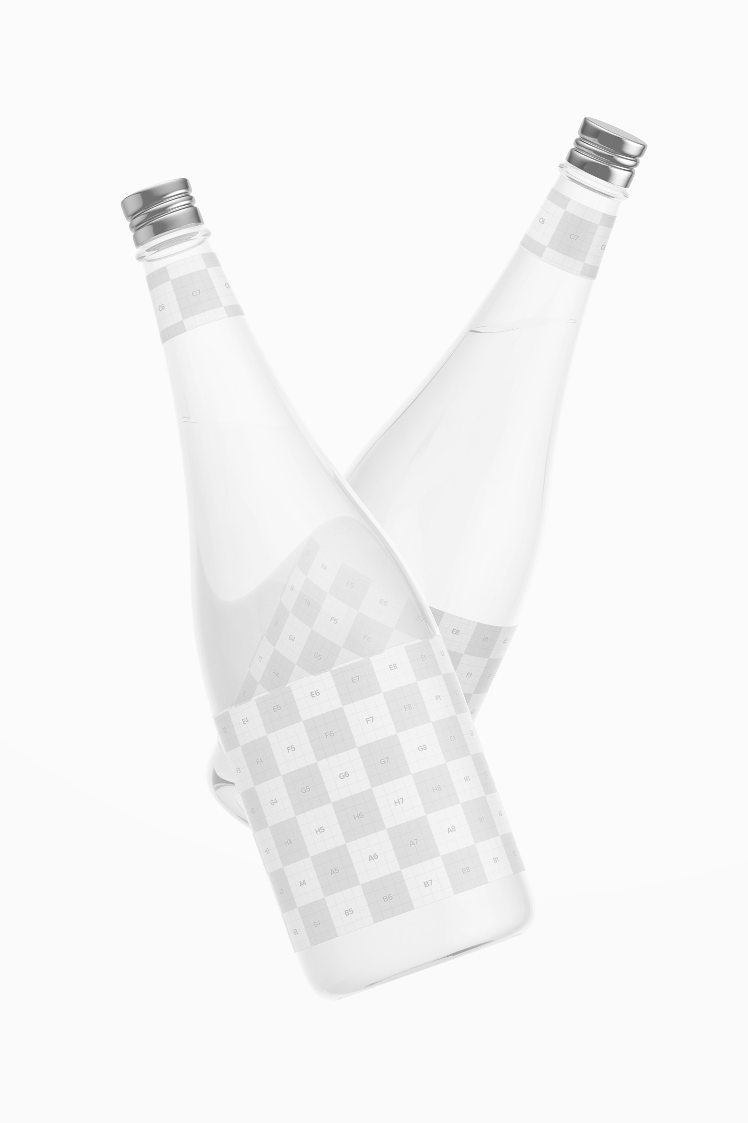 Glass Water Bottle Mockup, Floating