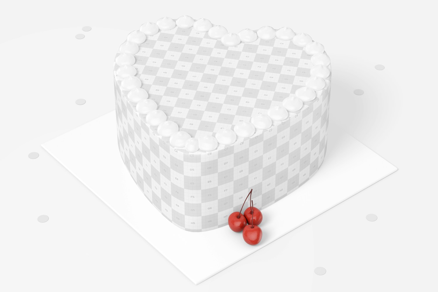 Heart Cake with Cherries Mockup
