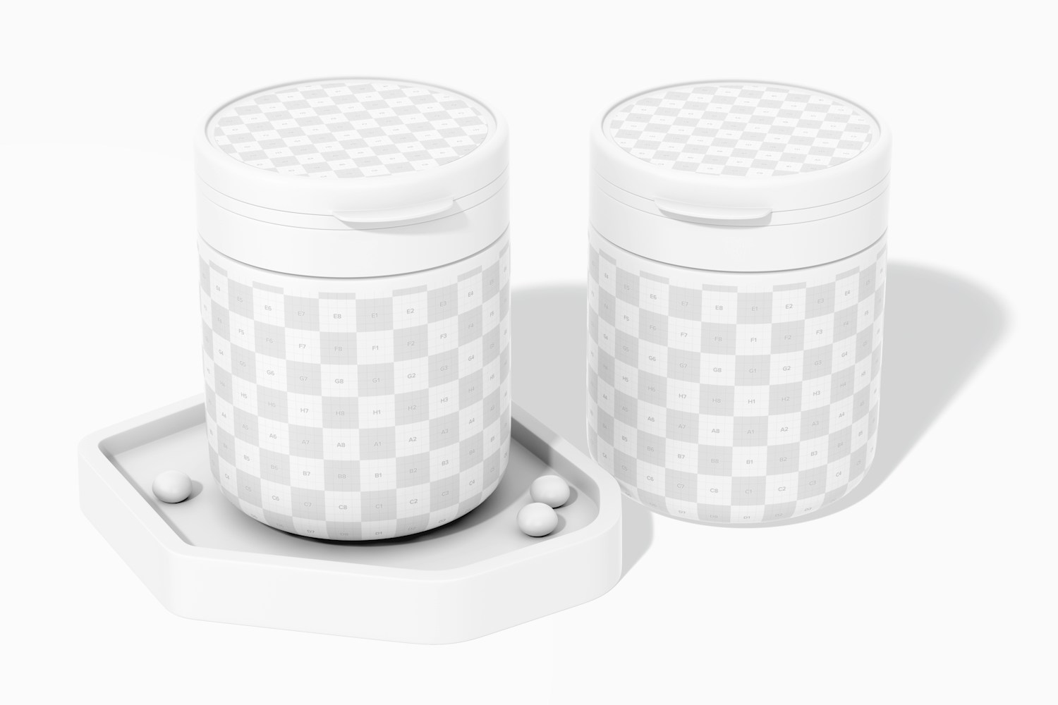 Round Candy Jars Mockup, Perspective