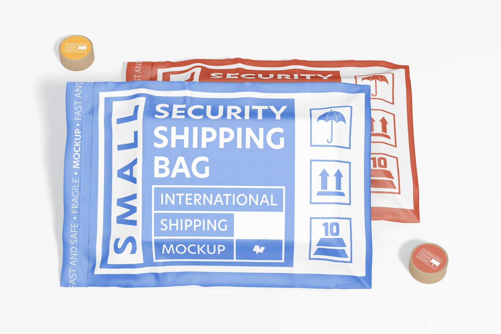 Security Shipping Bags Mockup, Leaned