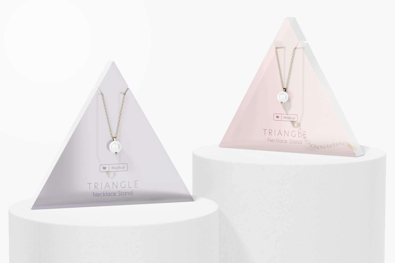 Triangle Necklace Display Stands Mockup, on Surface
