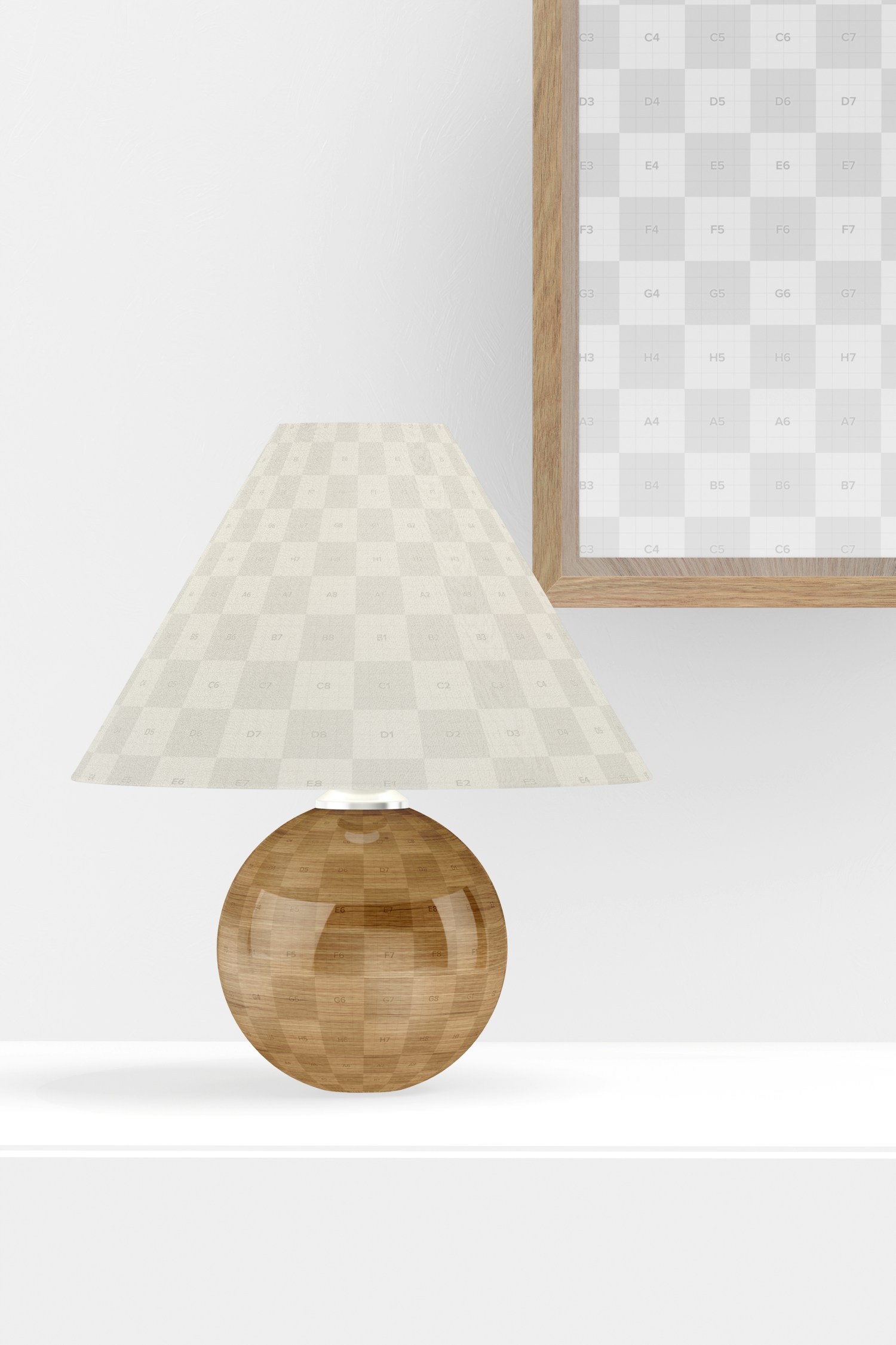 Round Table Lamp with Frame Mockup