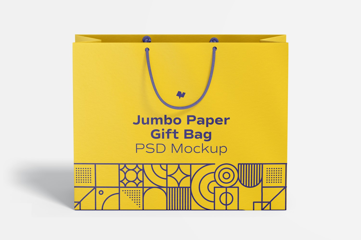Jumbo Paper Gift Bag With Rope Handle Mockup, Front View Jumbo Paper Gift Bag With Rope Handle Mockup, Front View