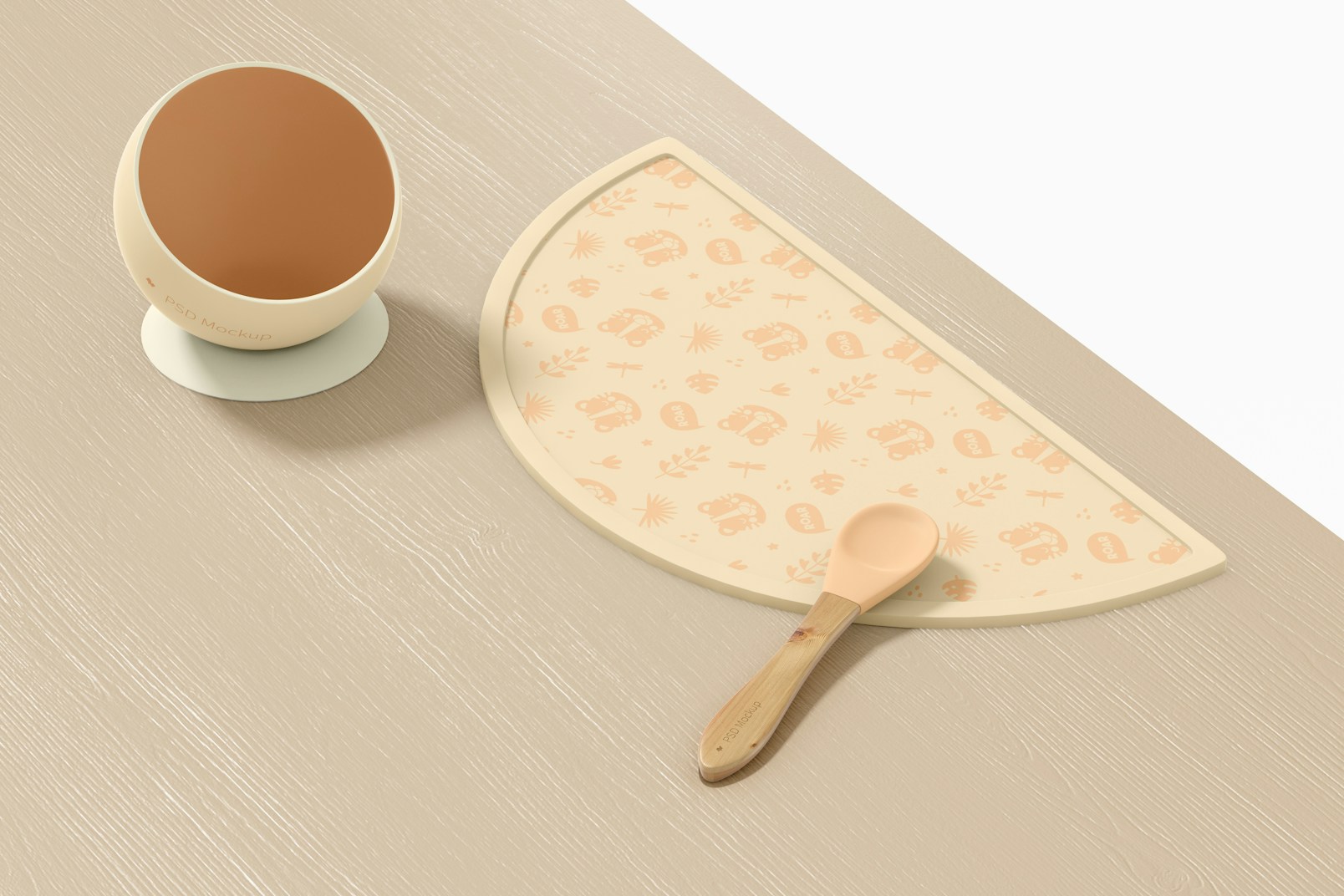Silicone Baby Placemat Mockup, Perspective