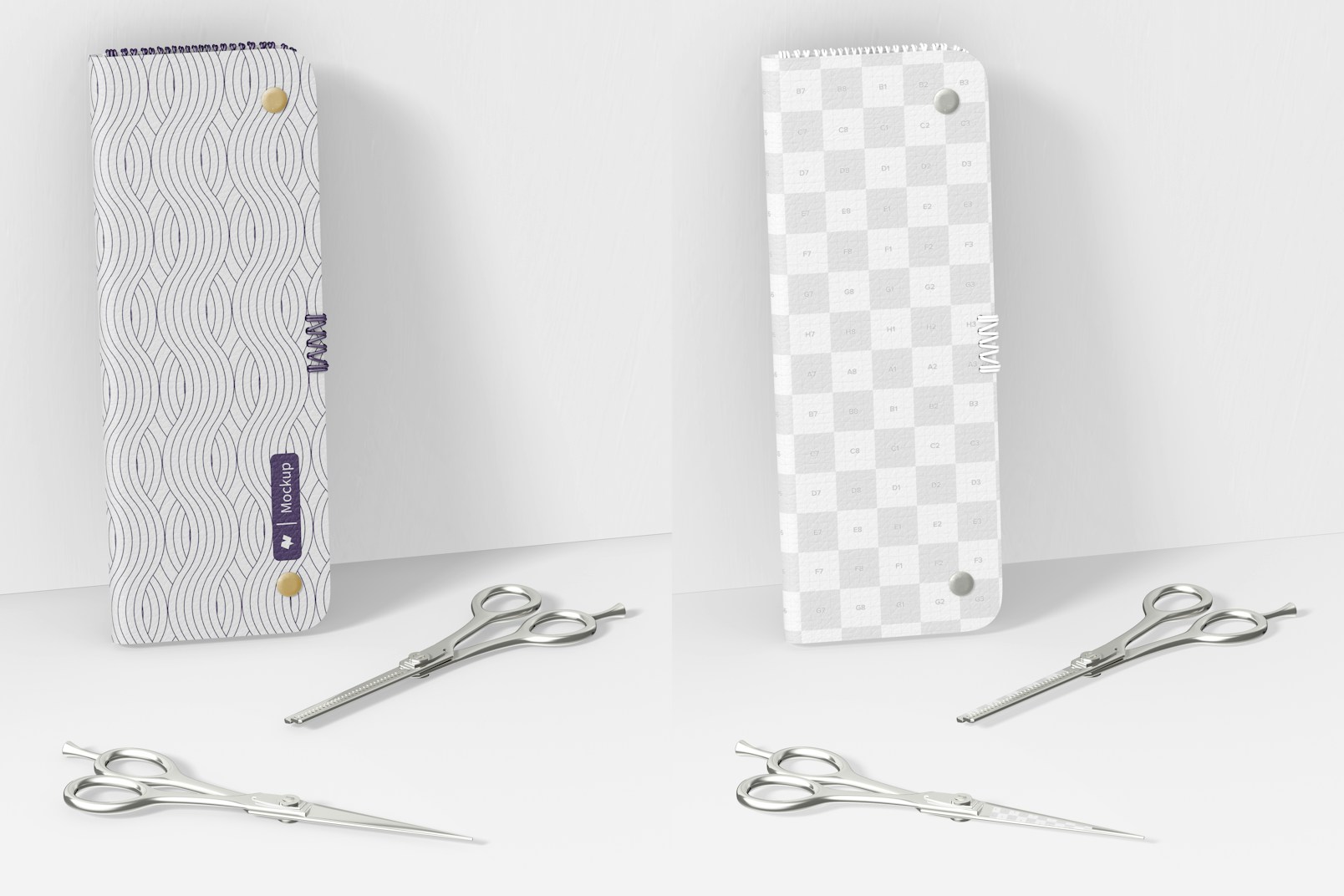 Hair Scissors With Case Mockup, Leaned