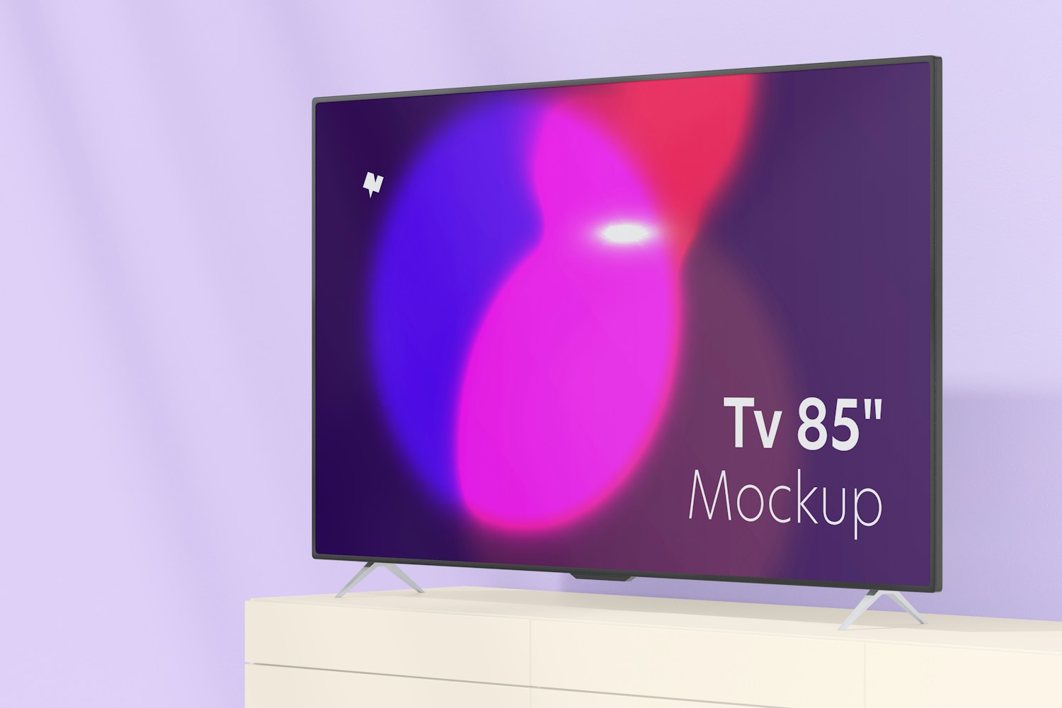 Tv 85" on Table Mockup, Left View