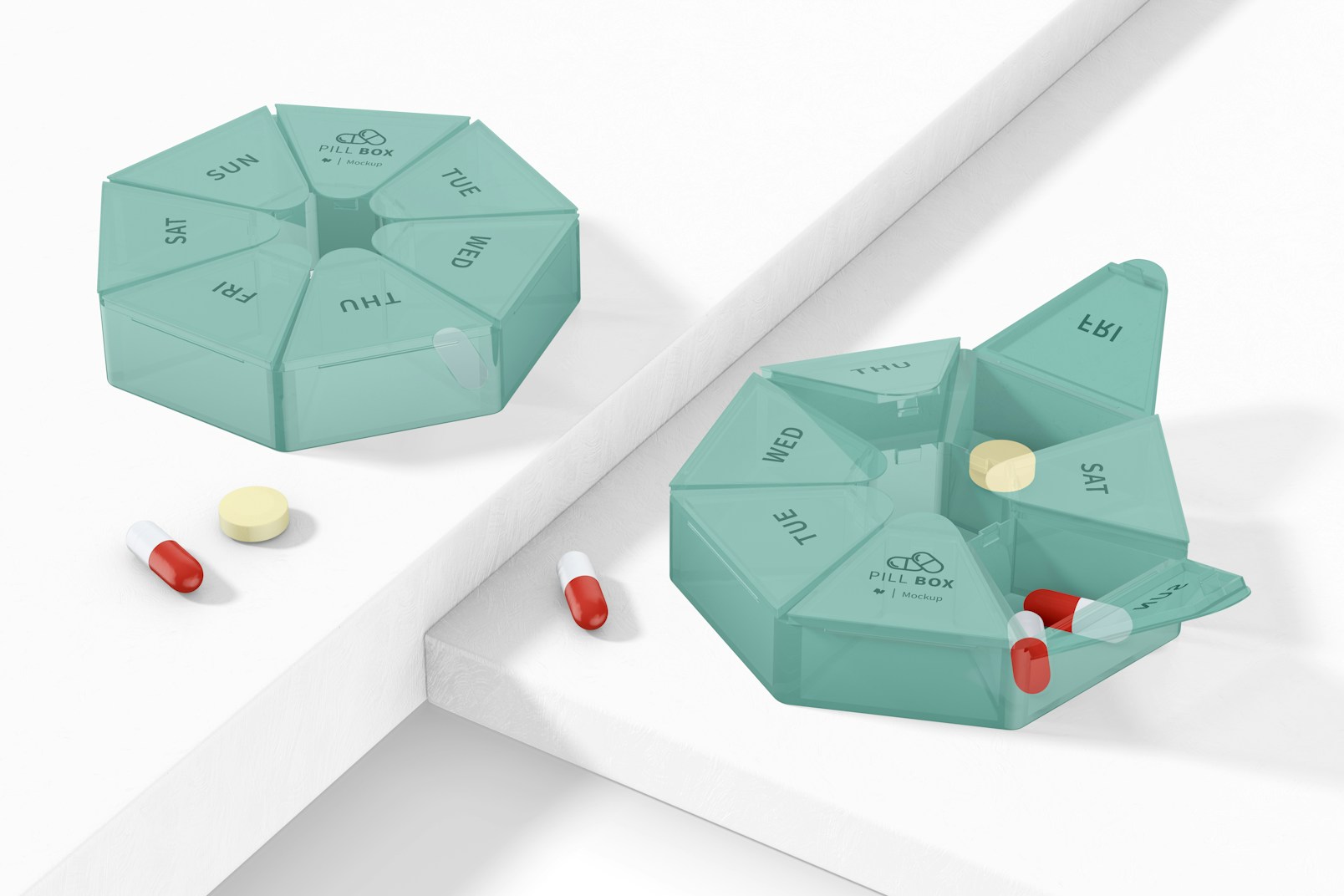 Heptagonal Pill Boxes Mockup
