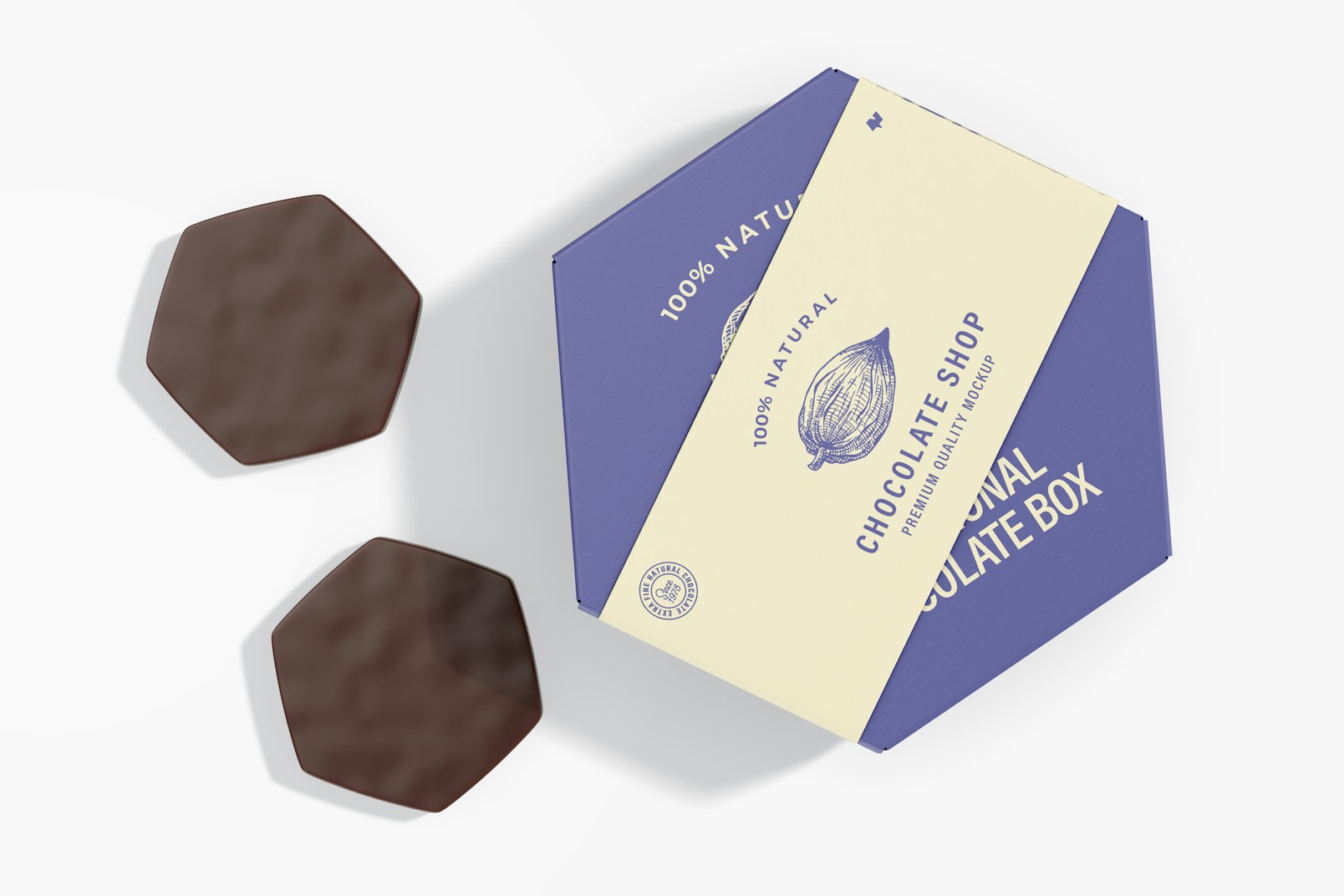 Hexagonal Chocolate Boxes Mockup, Top View