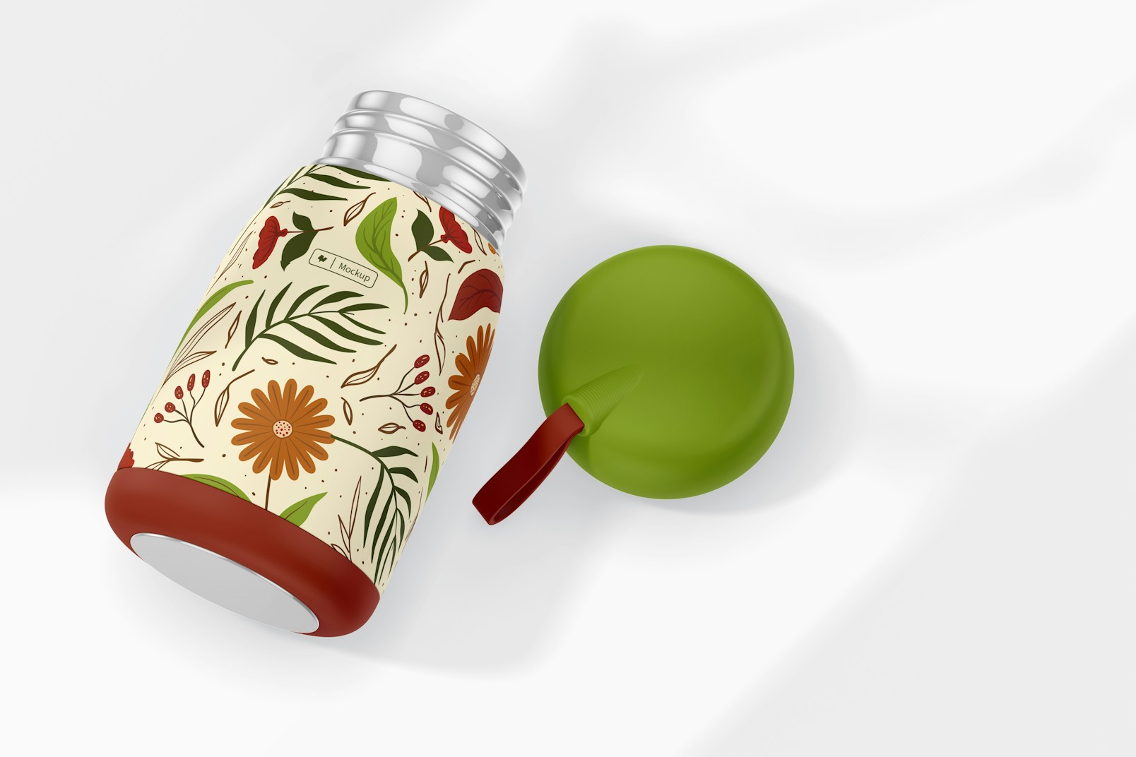 Small Kids Water Flask Mockup, Top View