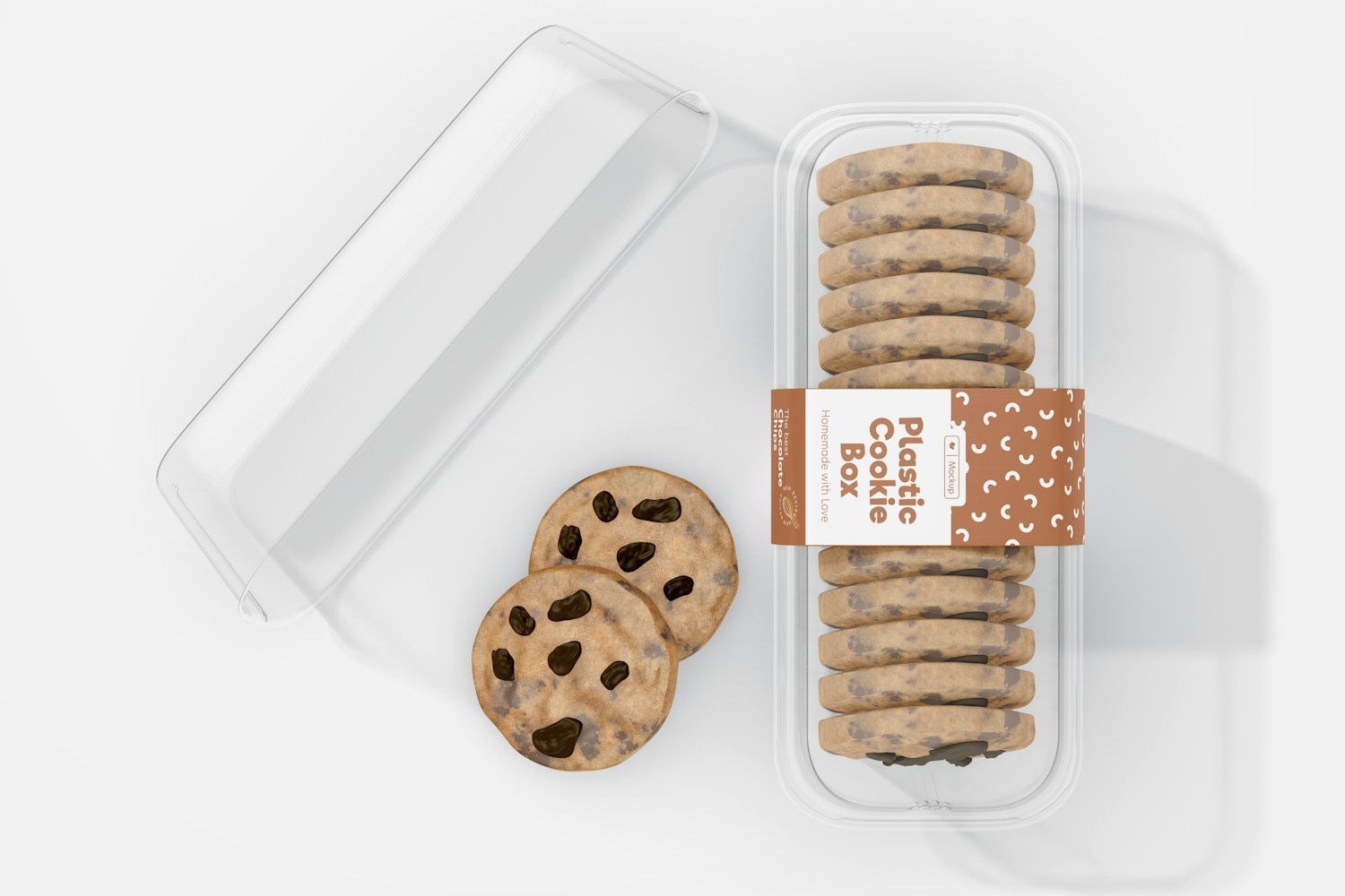 Plastic Cookie Boxes Mockup, Opened and Closed