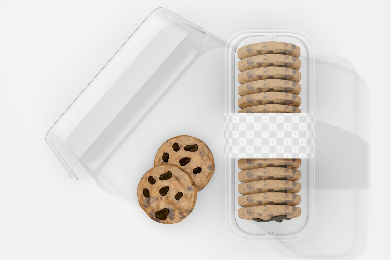 Plastic Cookie Boxes Mockup, Opened and Closed Plastic Cookie Boxes Mockup, Opened and Closed