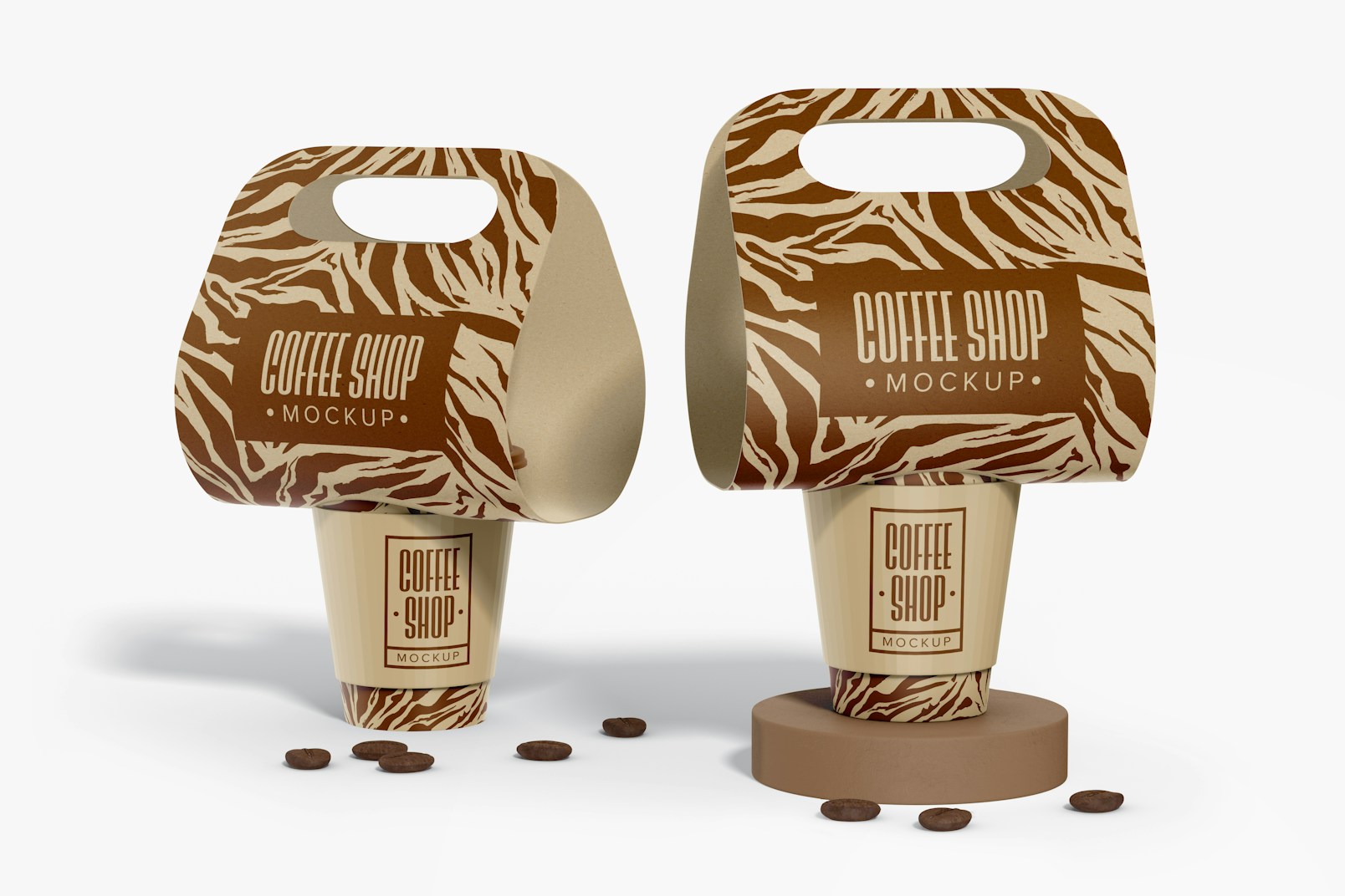 Coffe Cups Paper Holder Mockup