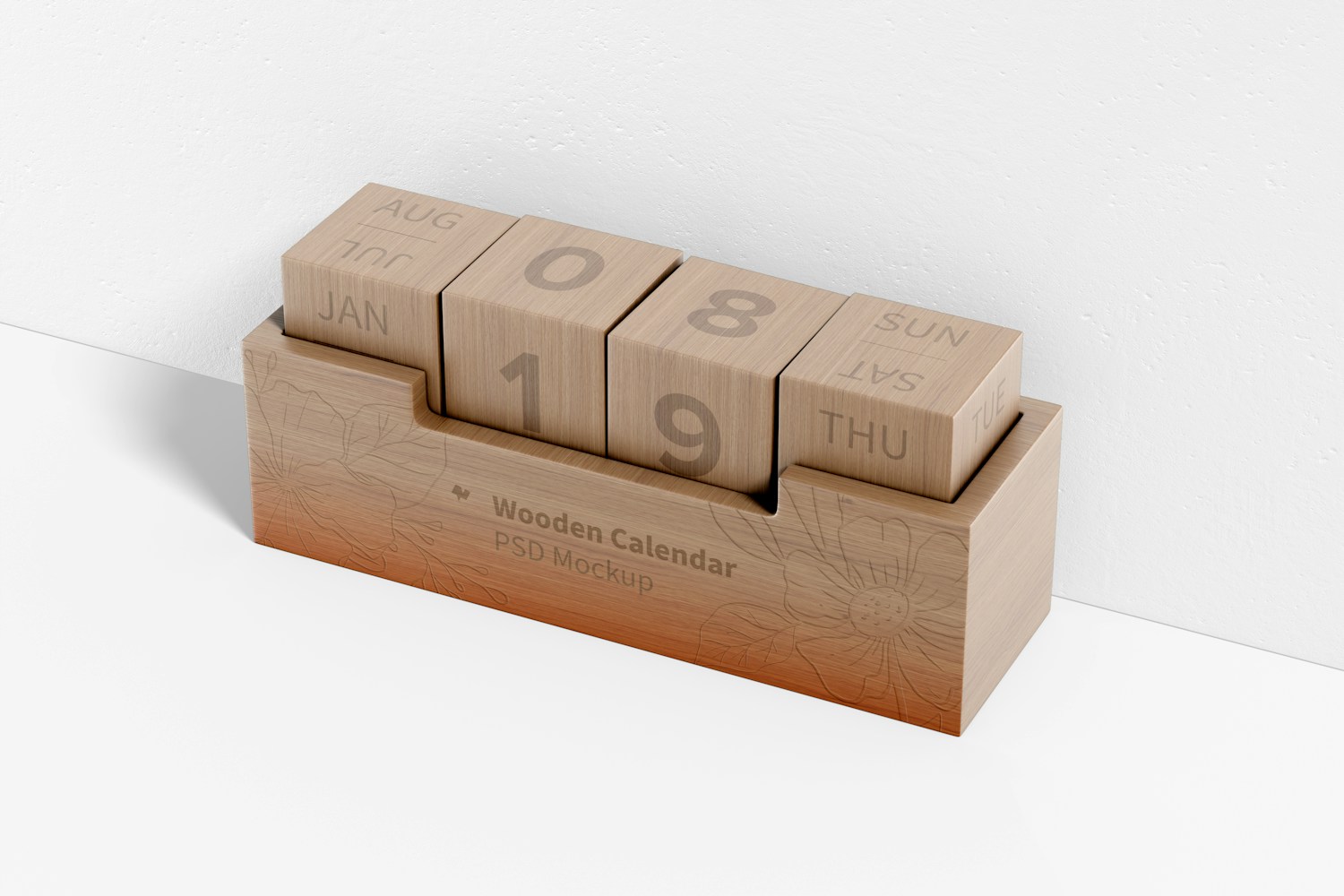 Wooden Calendar Mockup, Right View