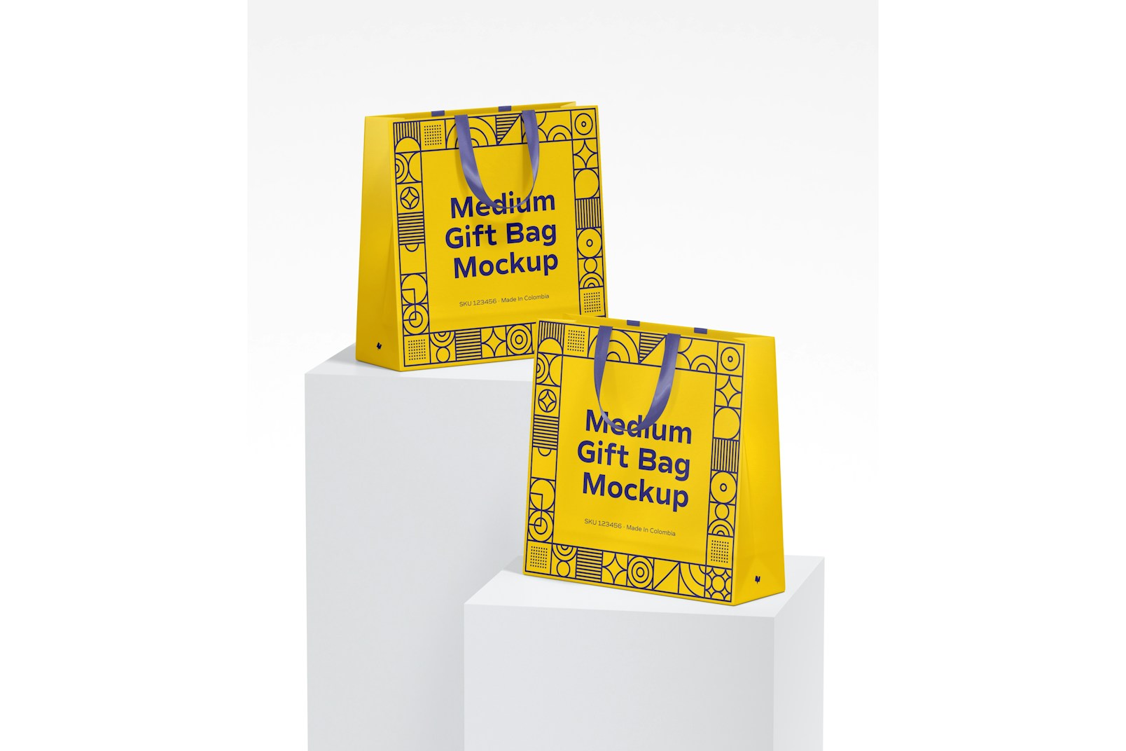 Medium Gift Bags with Ribbon Handle Mockup