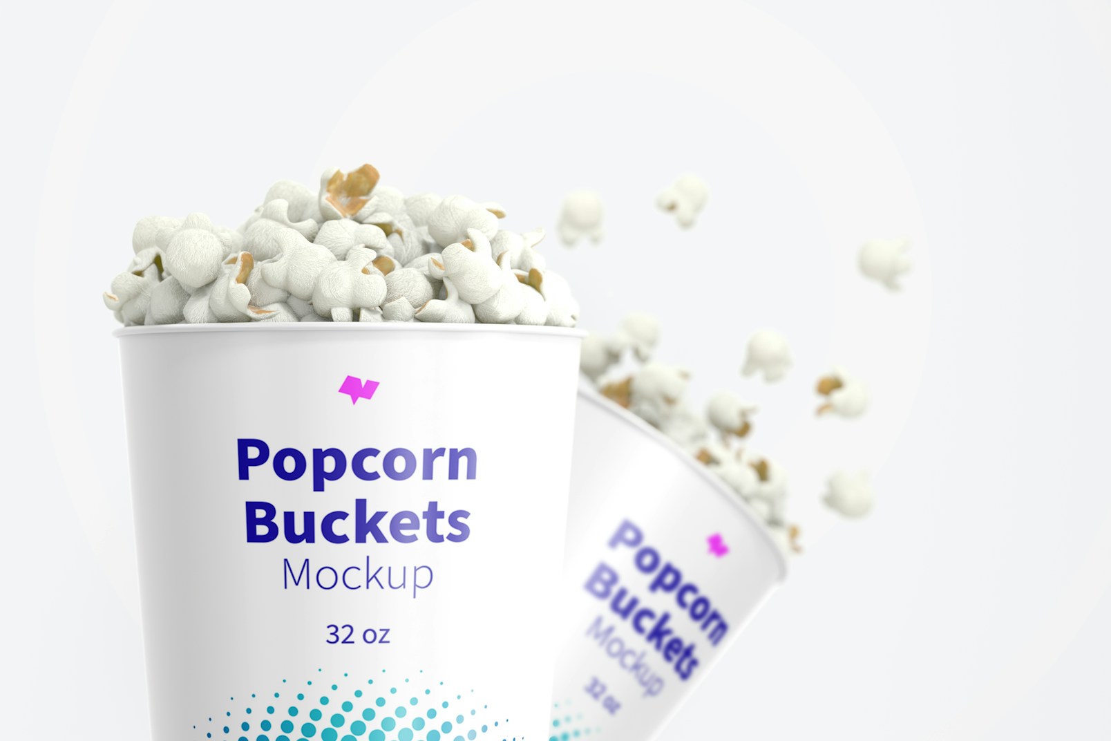 32 oz Popcorn Buckets Mockup, Close-Up