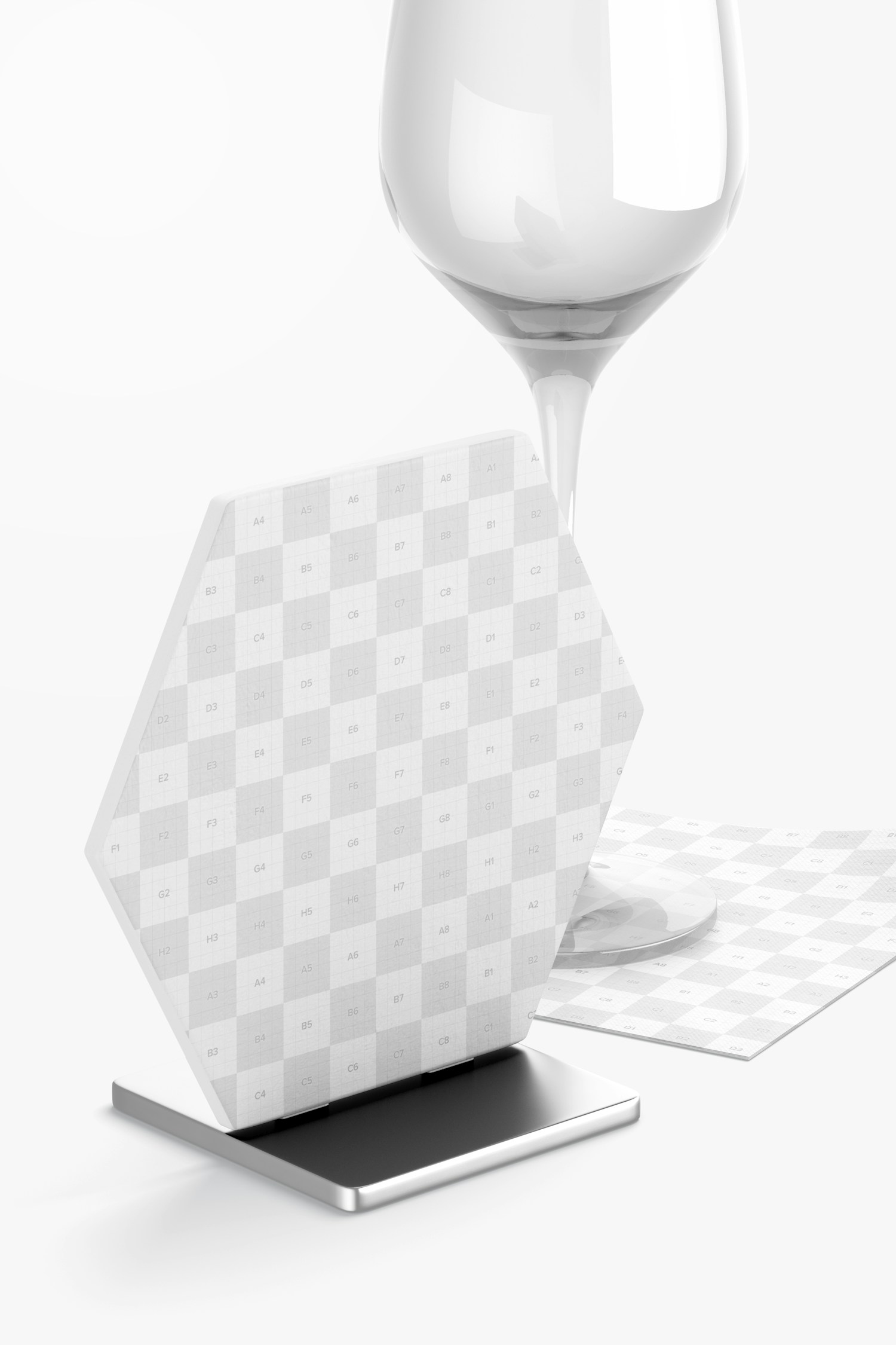 Hexagon Table Card Holder with Cup Mockup