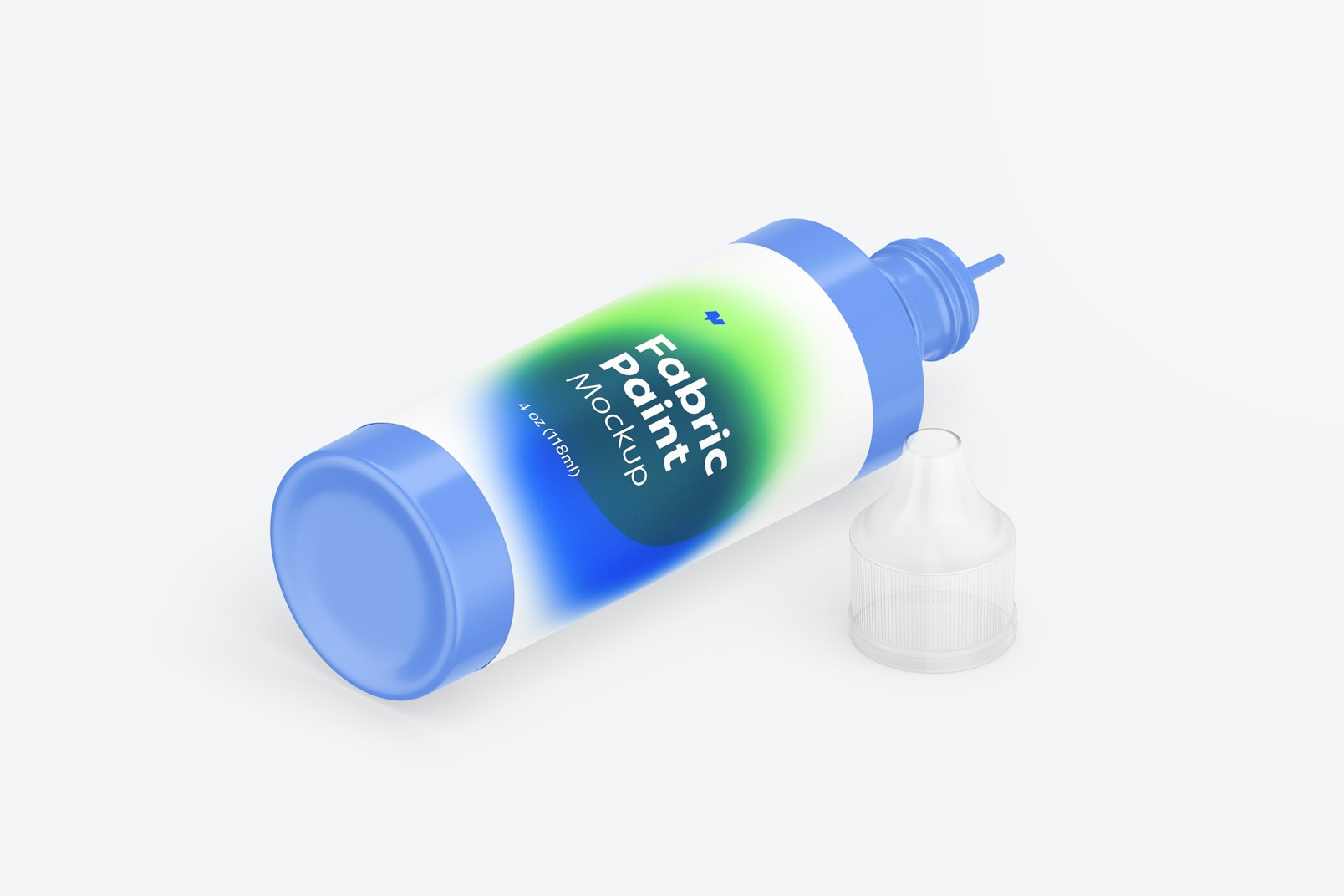4 oz Fabric Paint Bottle Mockup, Isometric Right View