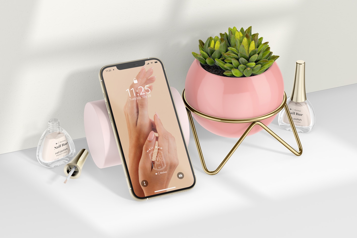 Nail Bar with Devices Mockup, Leaned