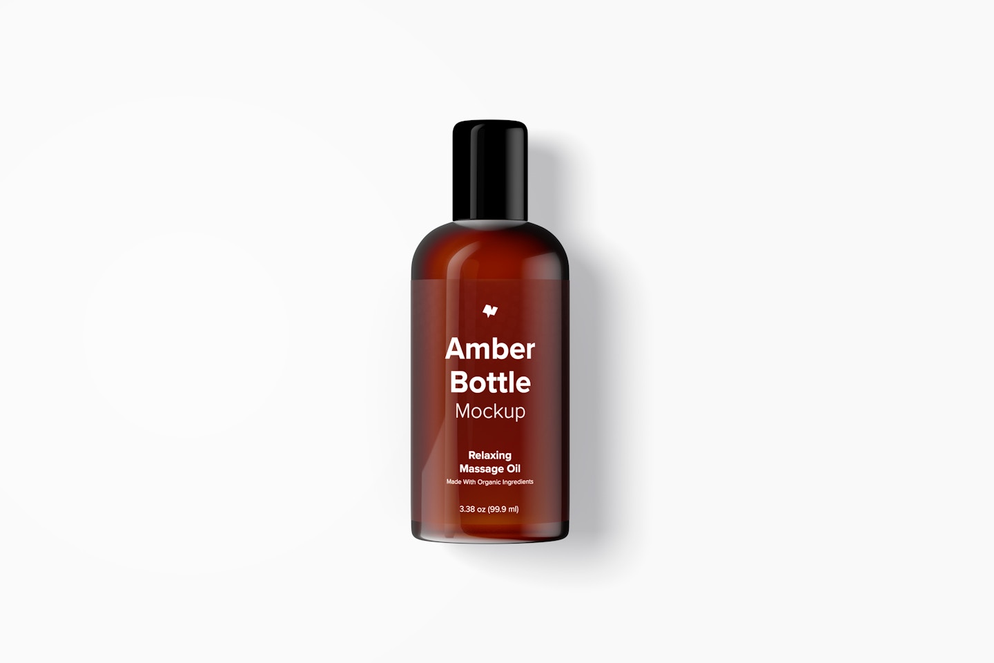 3.38 oz Amber Bottle Mockup, Top View