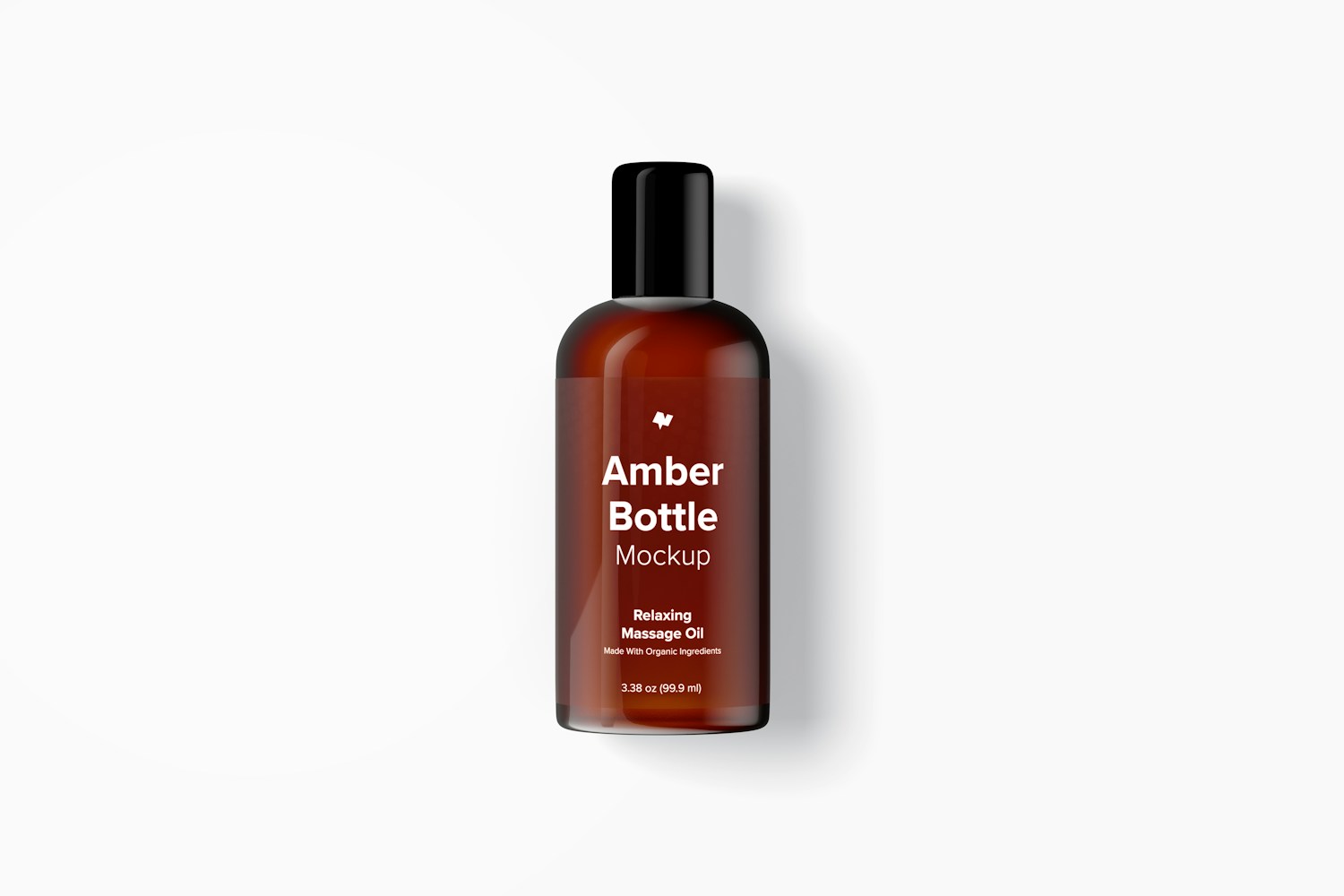 3.38 oz Amber Bottle Mockup, Top View