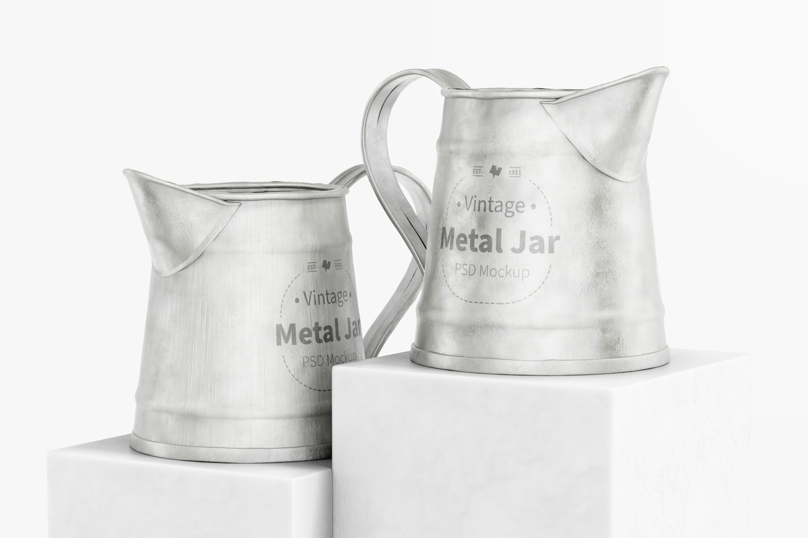 Vintage Metal Jars Mockup