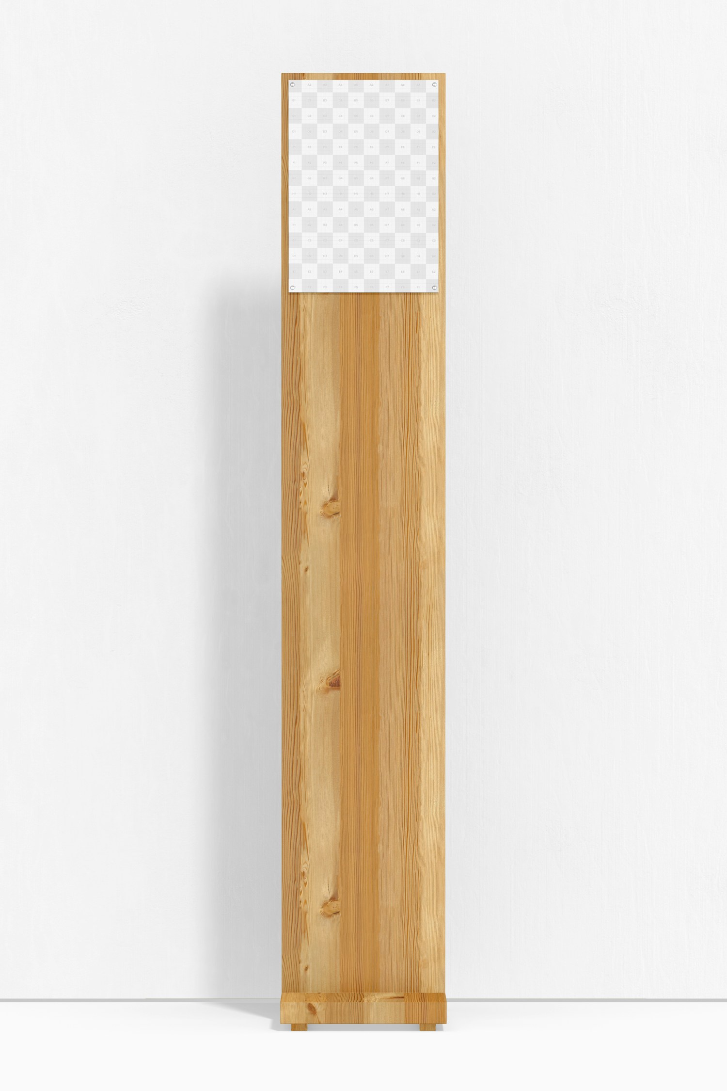 Wood Stand with A4 Poster Mockup, Front View