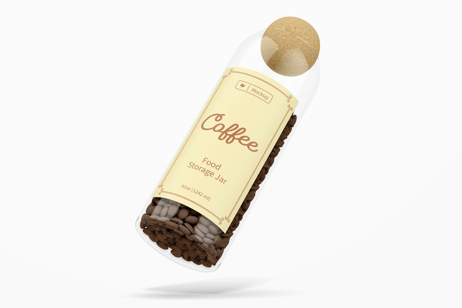 Food Storage Jar with Cork Lid Mockup, Falling Food Storage Jar with Cork Lid Mockup, Falling