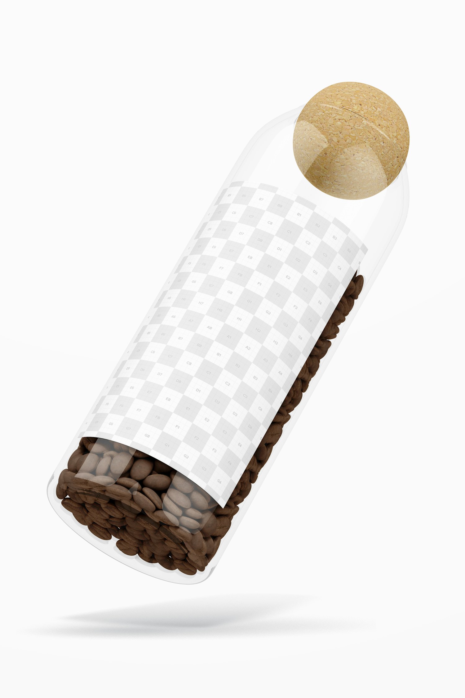 Food Storage Jar with Cork Lid Mockup, Falling Food Storage Jar with Cork Lid Mockup, Falling