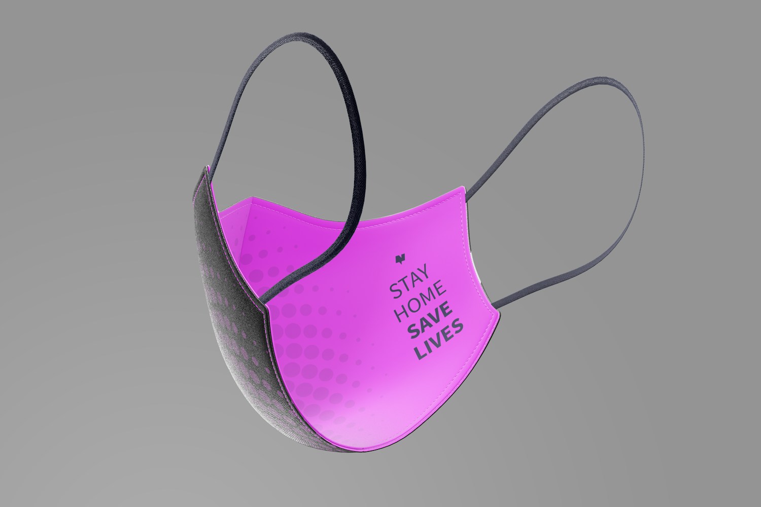 Face Mask with Elastic Bands Mockup, Back View