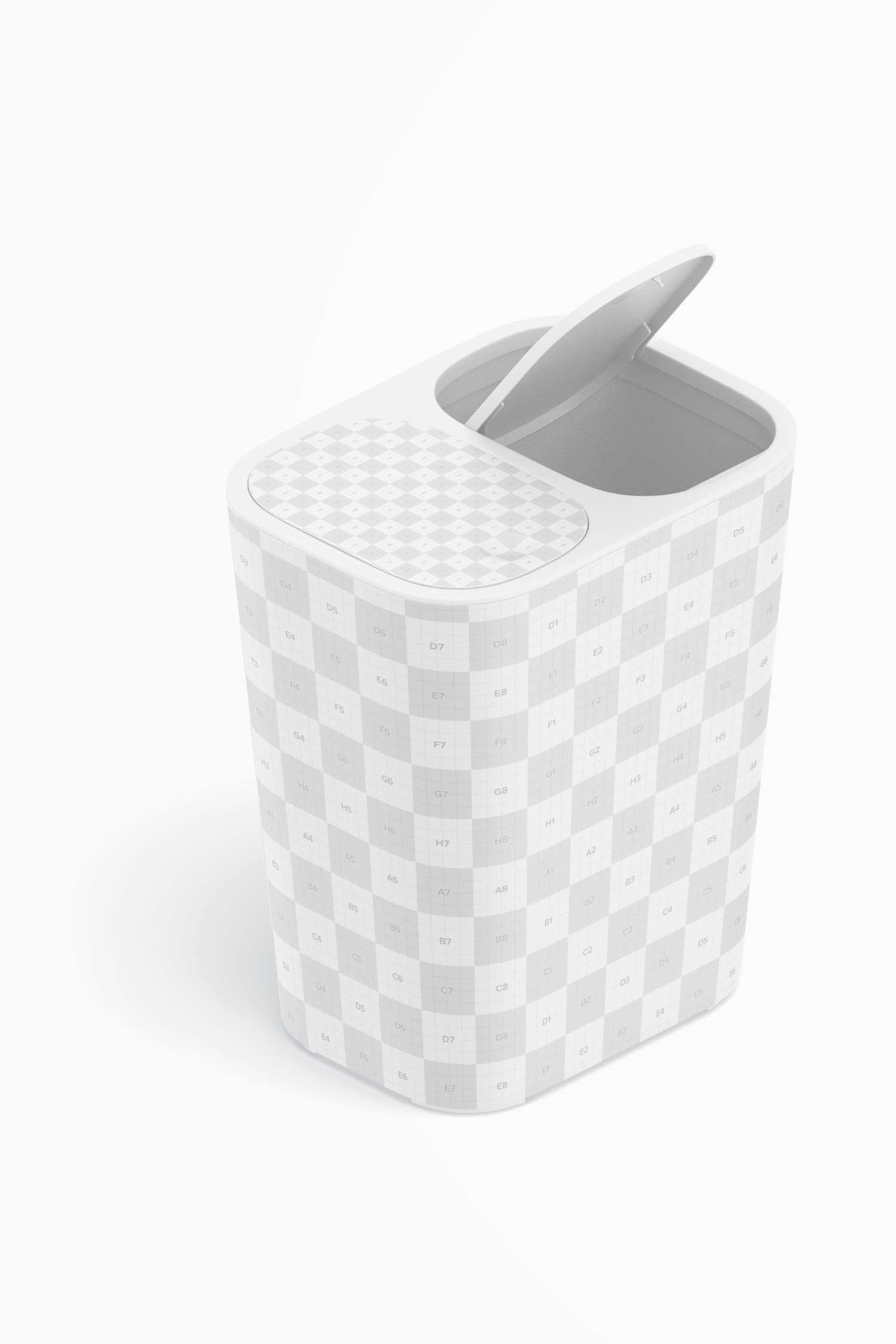 Dual Compartment Trash Can Mockup, Isometric Right View