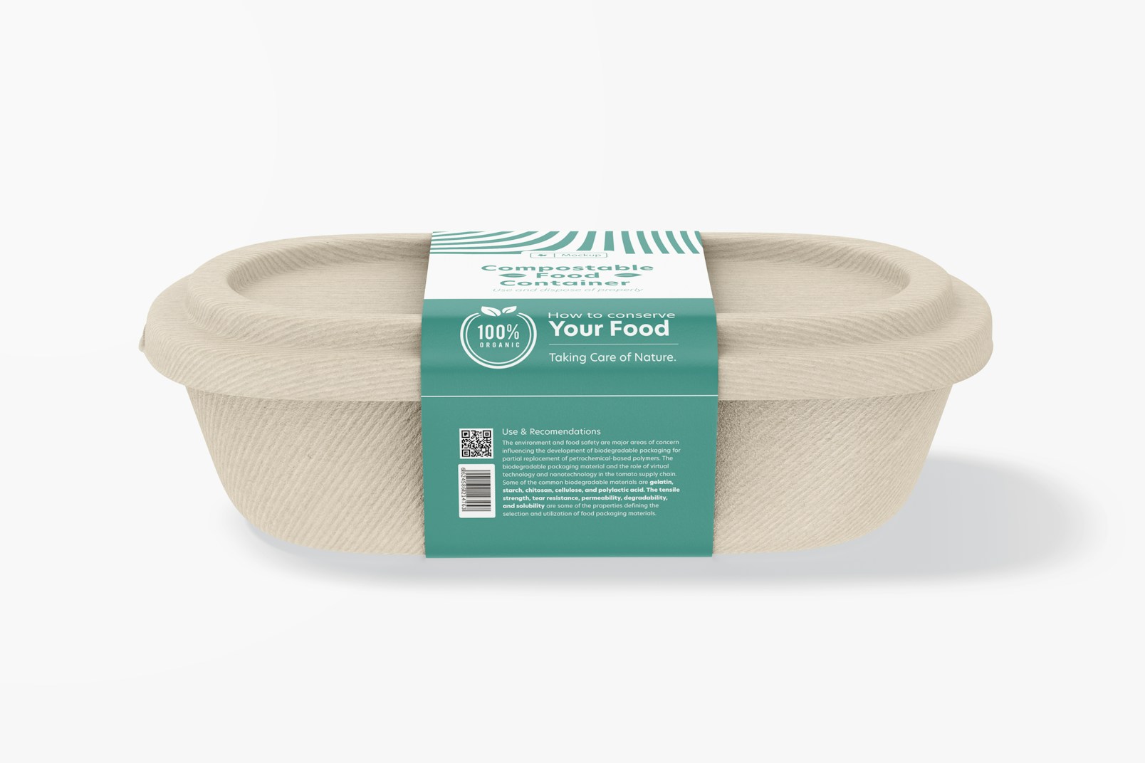 Compostable Food Container Mockup, Front View