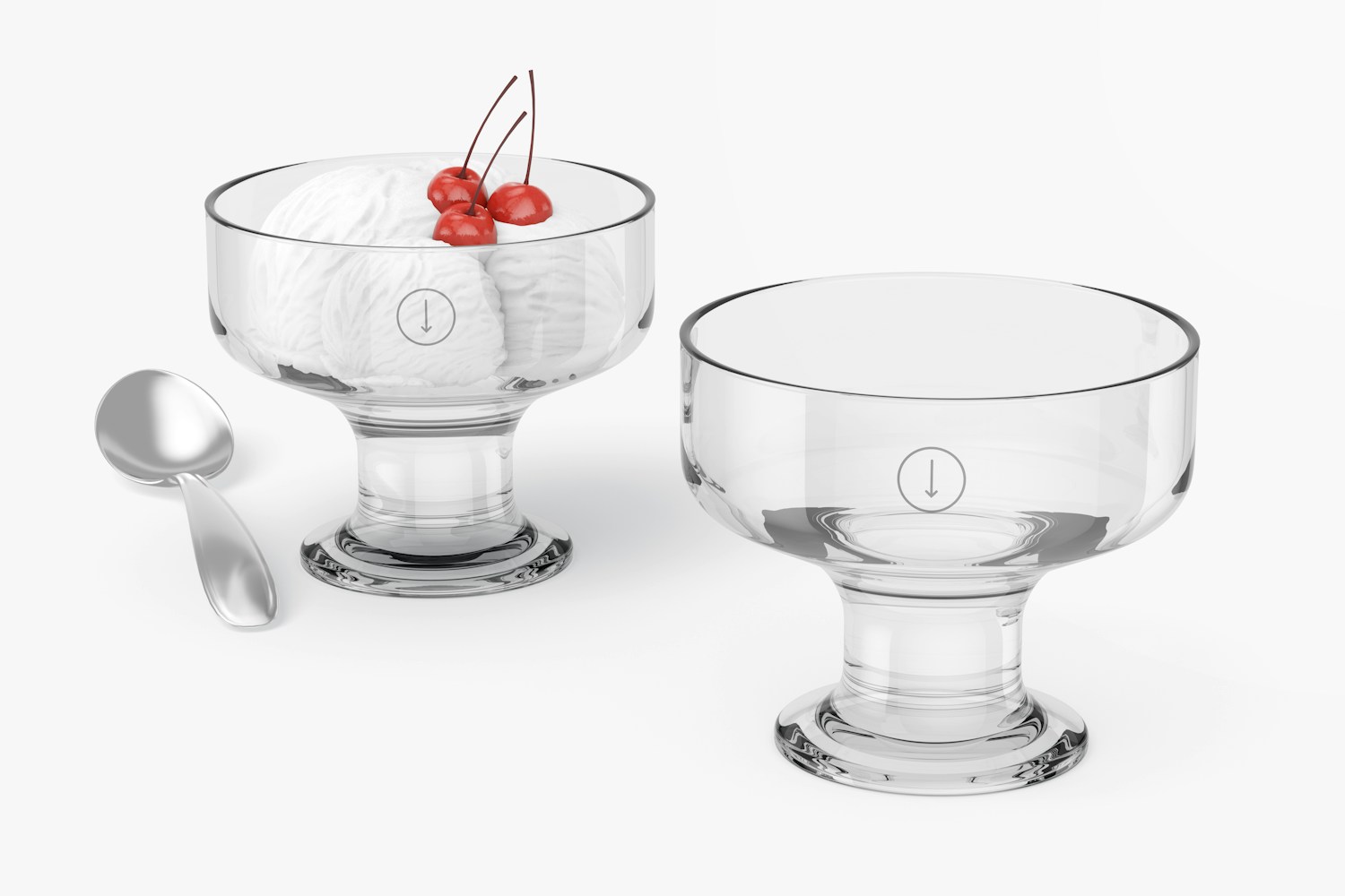 Small Glass Dessert Cups Mockup, Front View