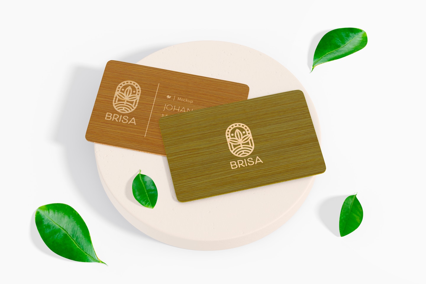 Bamboo Business Card Mockup, Top View