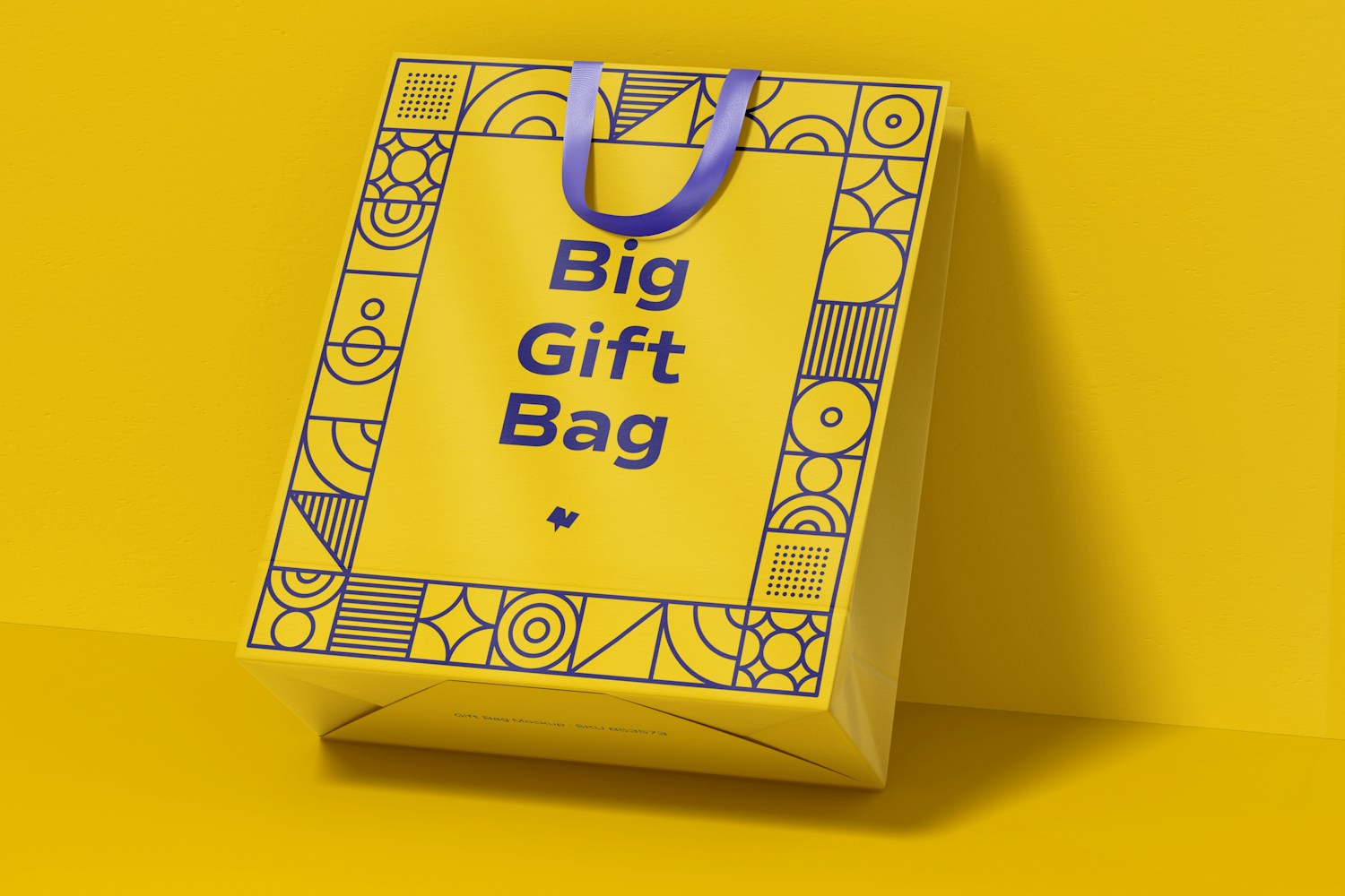 Big Gift Bag with Ribbon Handle Mockup, Leaned