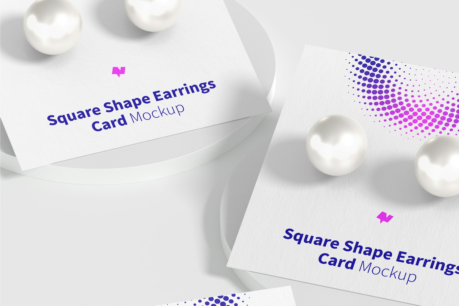 Square Shape Earrings Cards Mockup, Perspective
