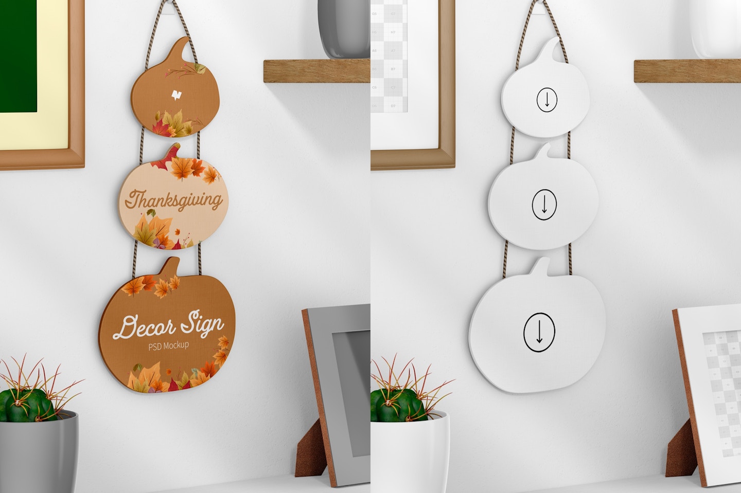 Thanksgiving Wall Decor Sign Mockup, Left View