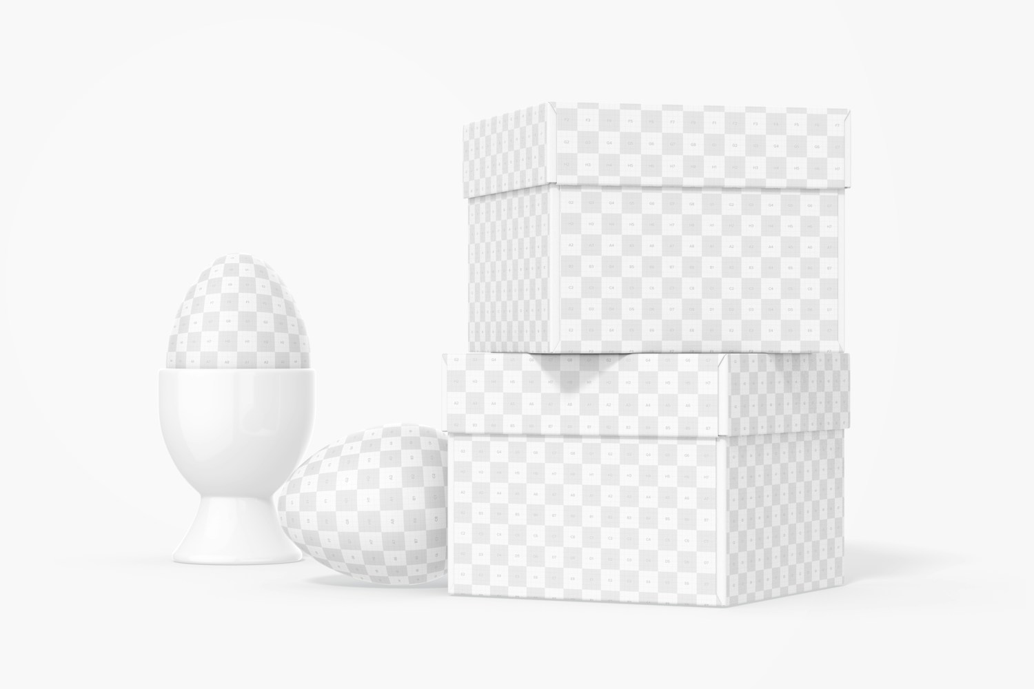 Easter Egg with Box Mockup, Right View